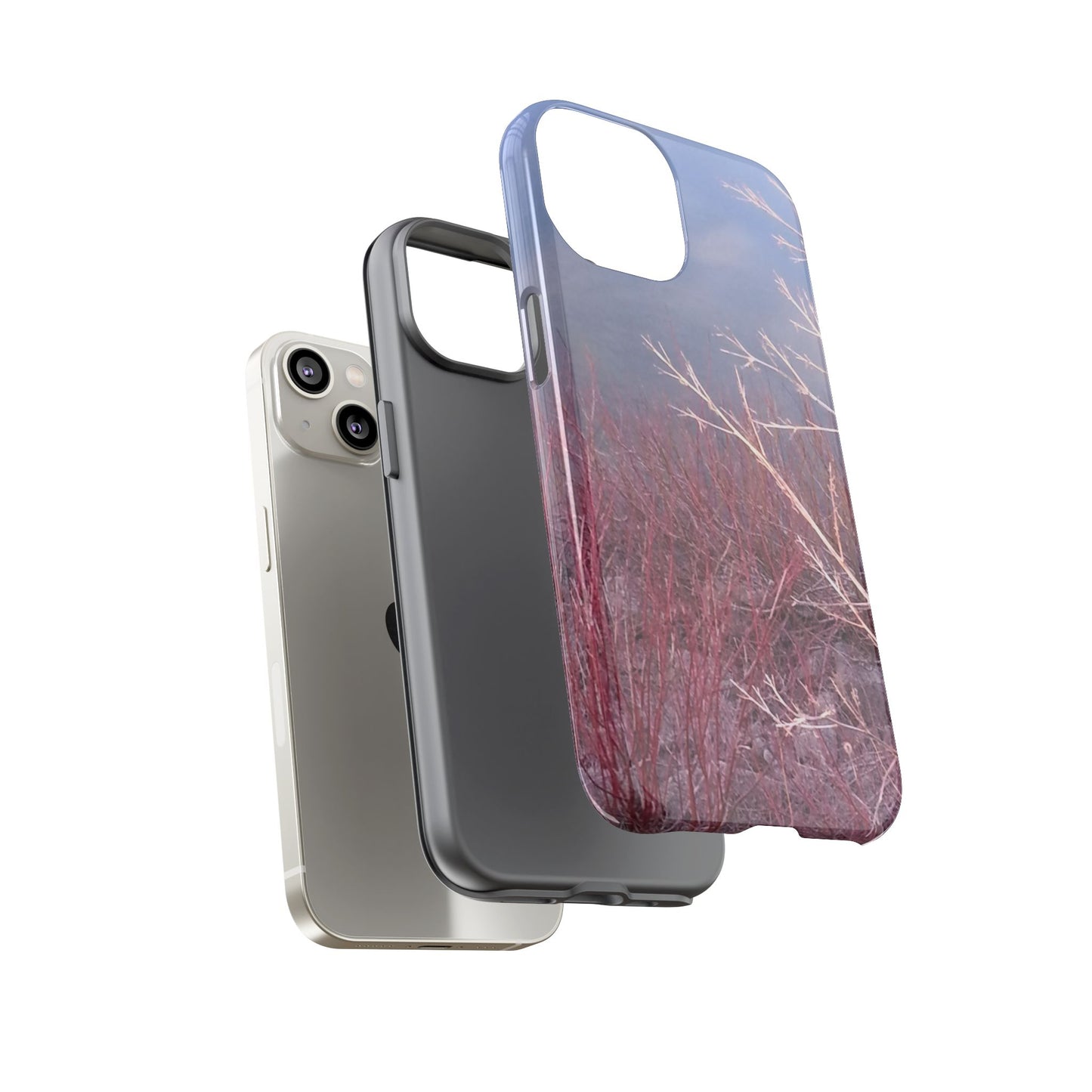 Phone Case - Nature-Inspired Winter Branches Coral Color