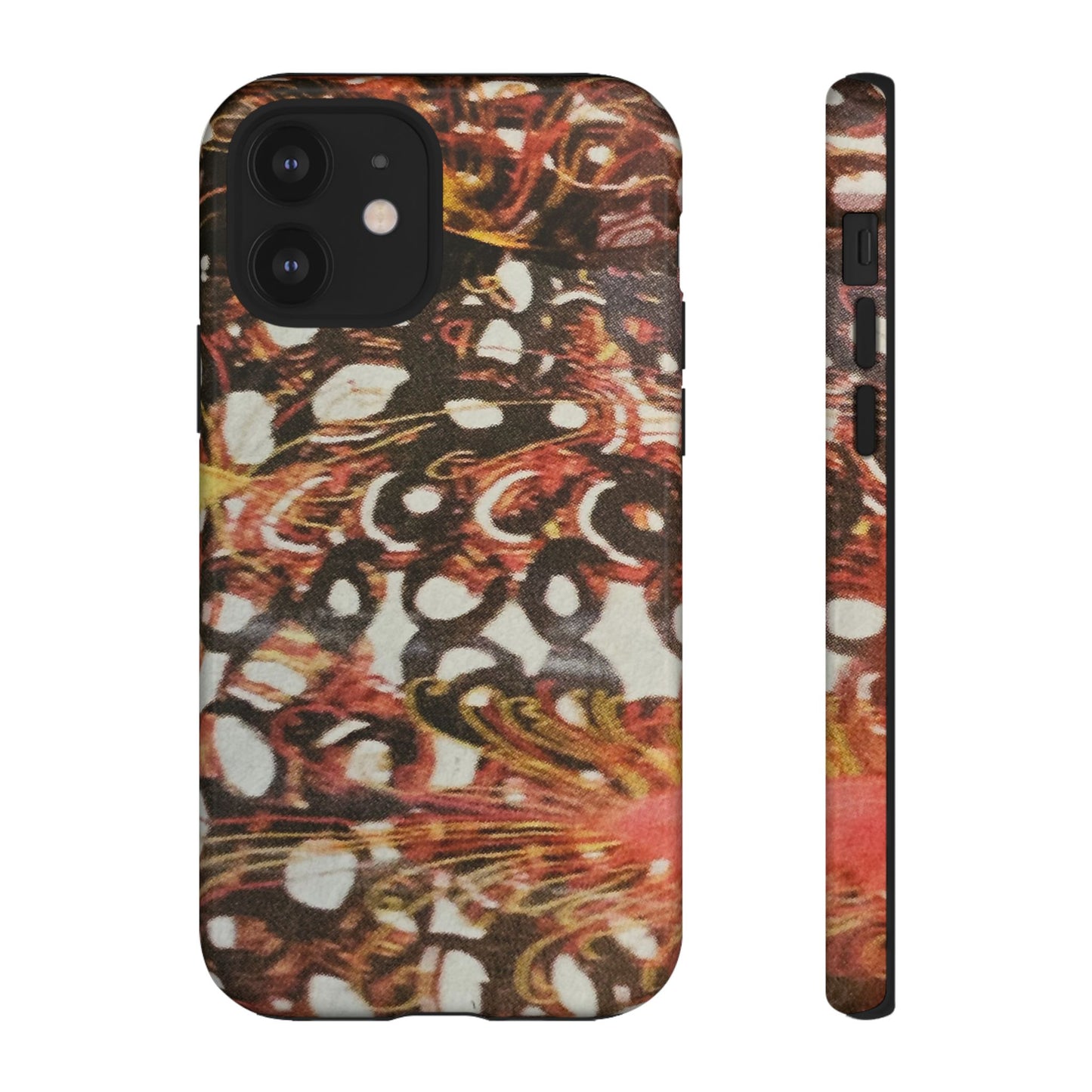 Phone Case - Textile Red Peacock-Like Design