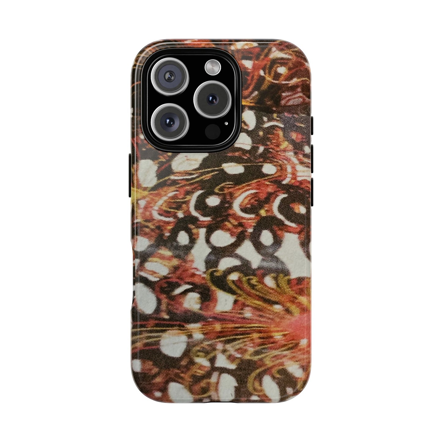 Phone Case - Textile Red Peacock-Like Design