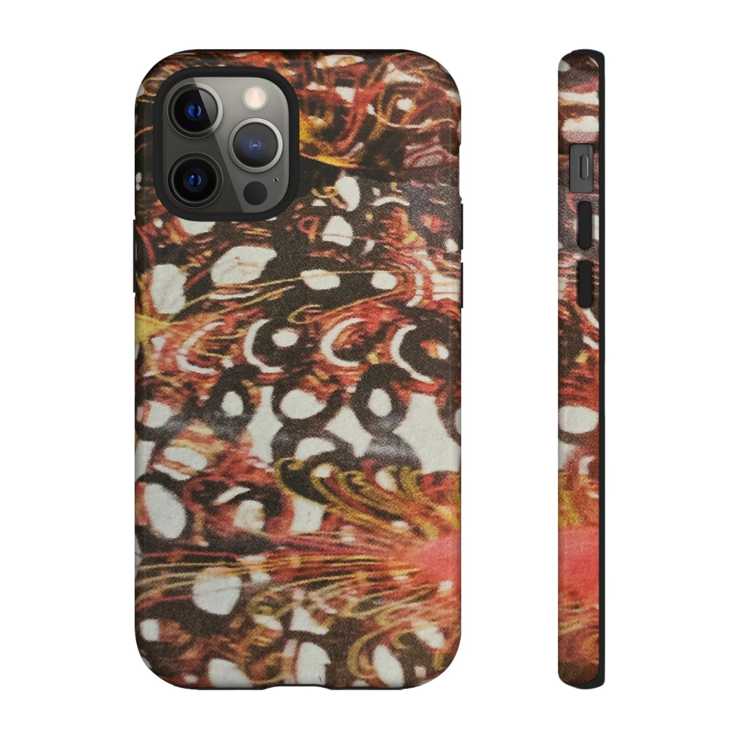 Phone Case - Textile Red Peacock-Like Design