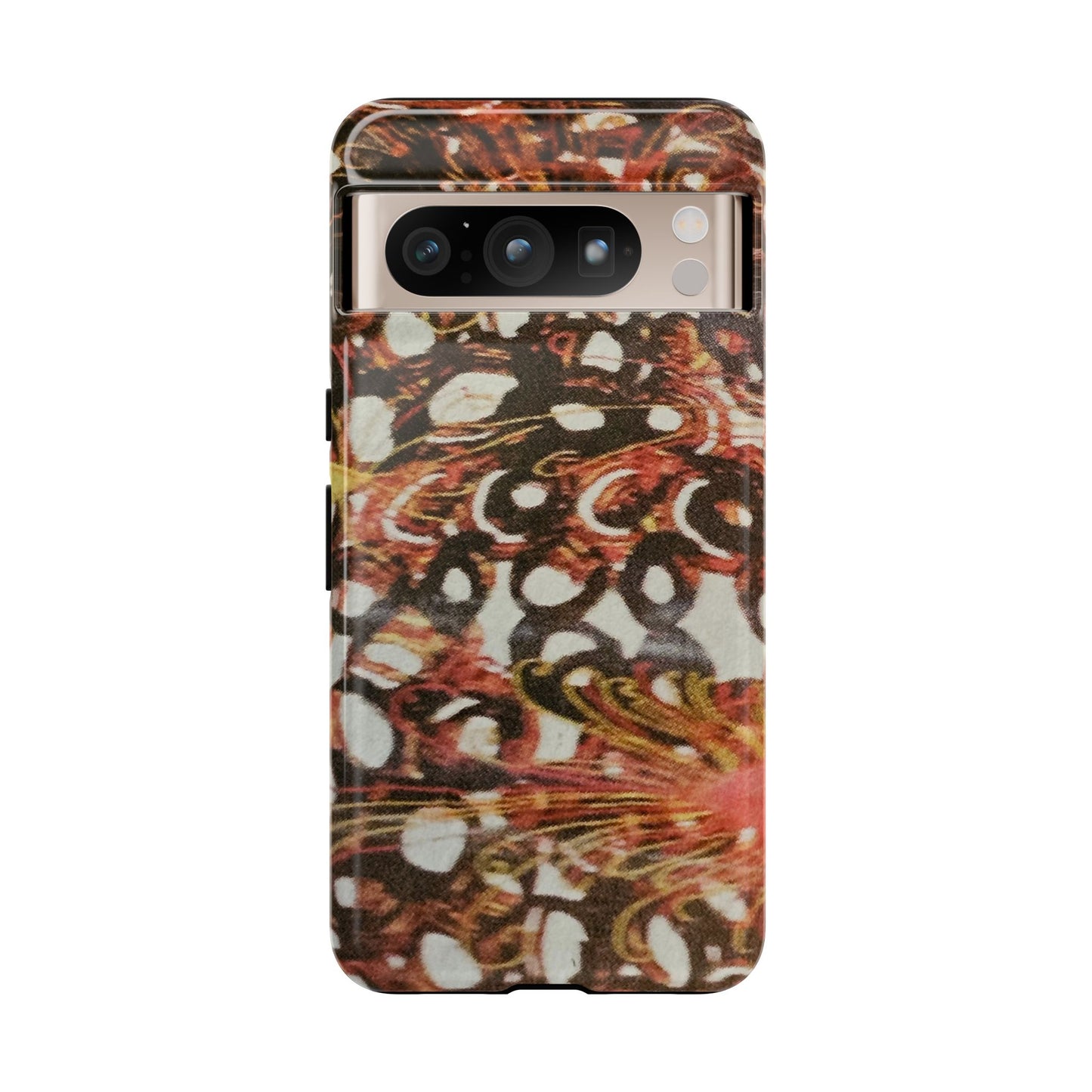 Phone Case - Textile Red Peacock-Like Design