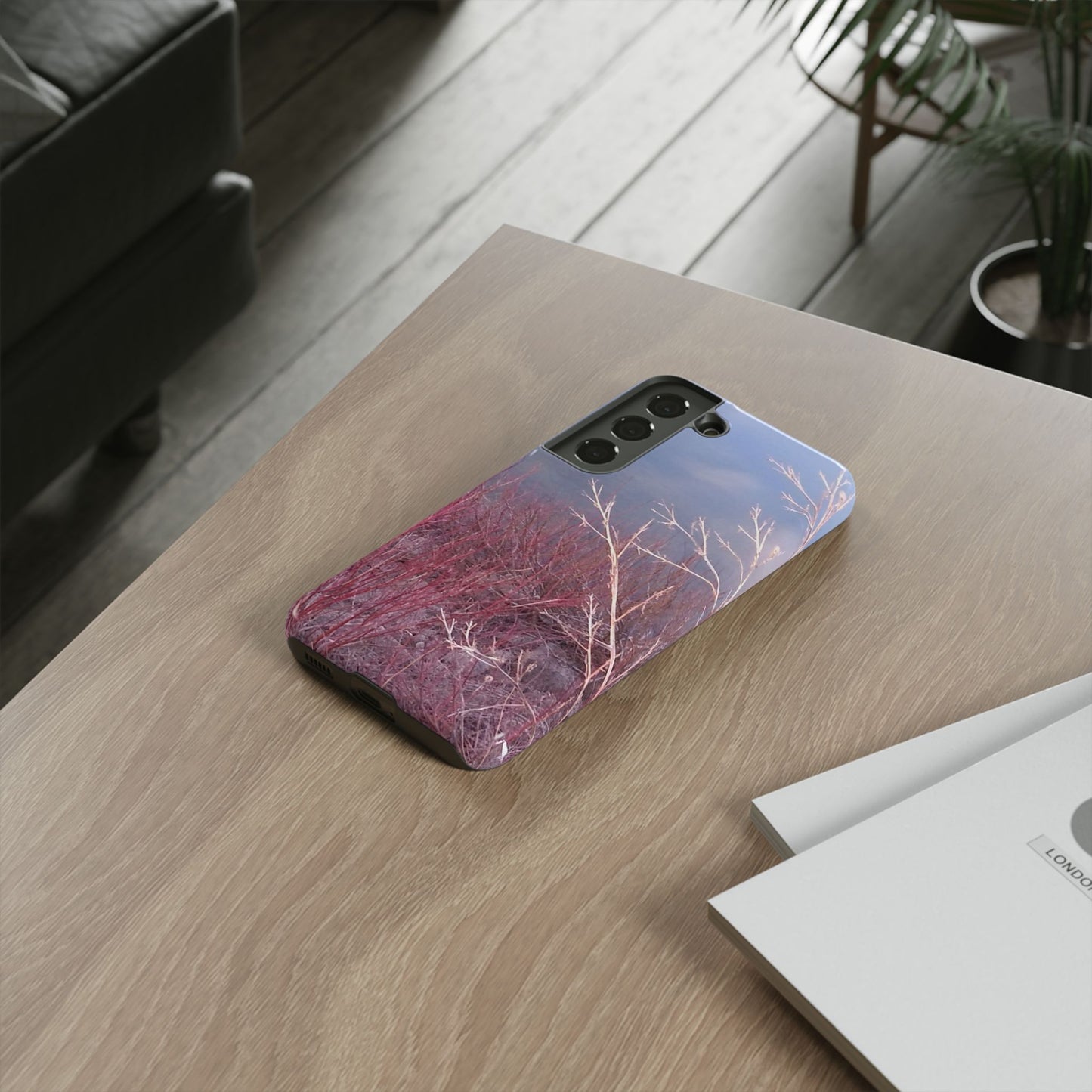 Phone Case - Nature-Inspired Winter Branches Coral Color