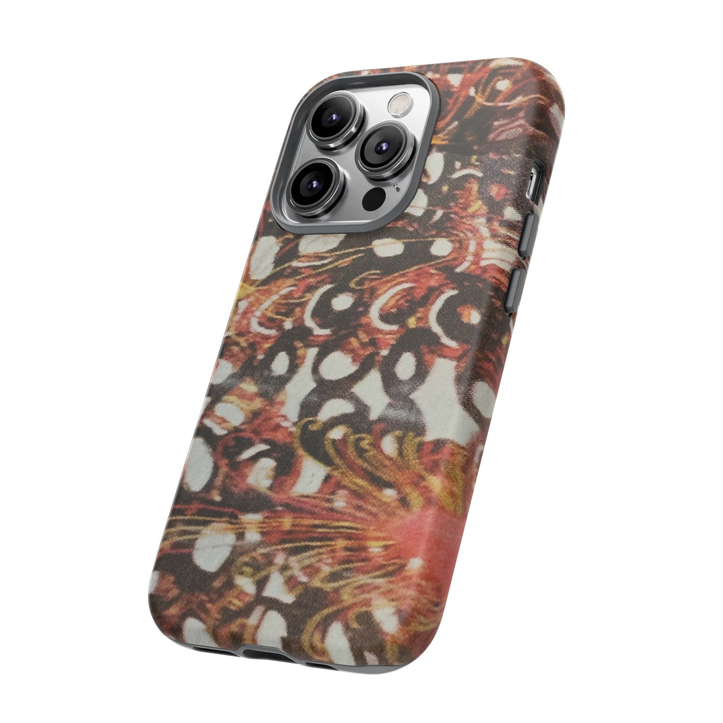 Phone Case - Textile Red Peacock-Like Design