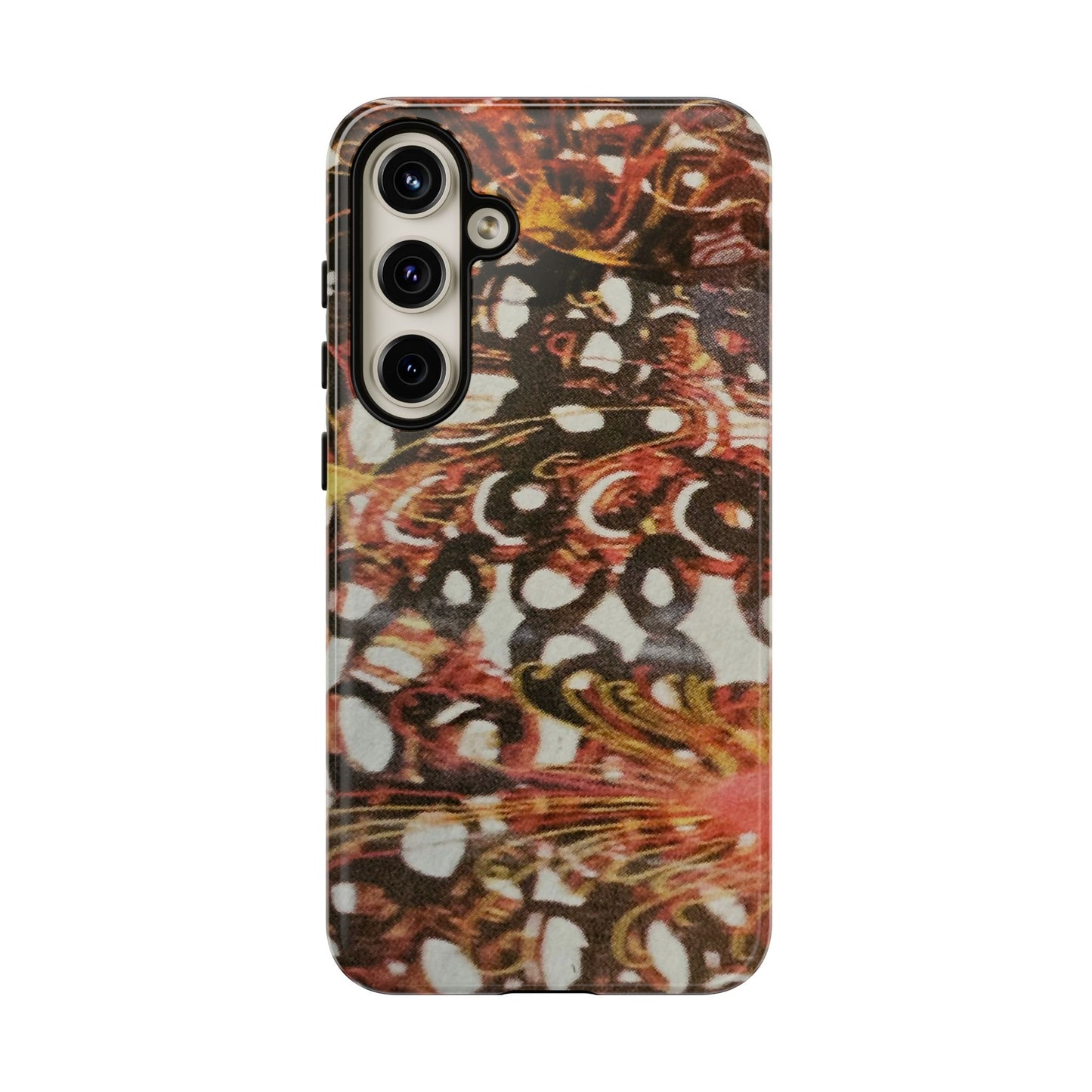 Phone Case - Textile Red Peacock-Like Design