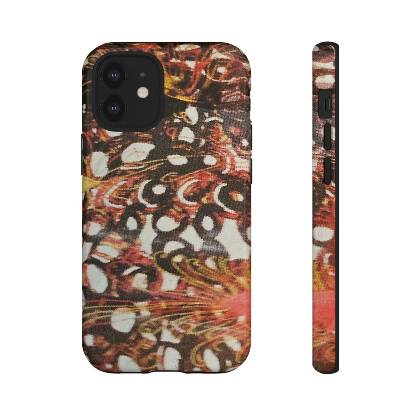 Phone Case - Textile Red Peacock-Like Design