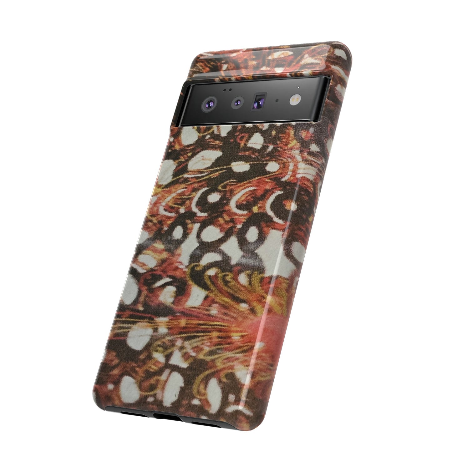 Phone Case - Textile Red Peacock-Like Design