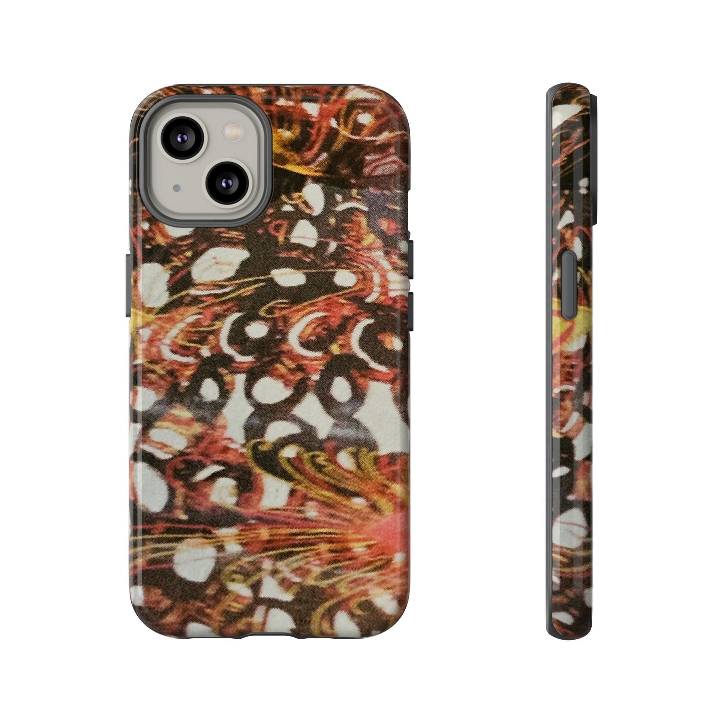 Phone Case - Textile Red Peacock-Like Design