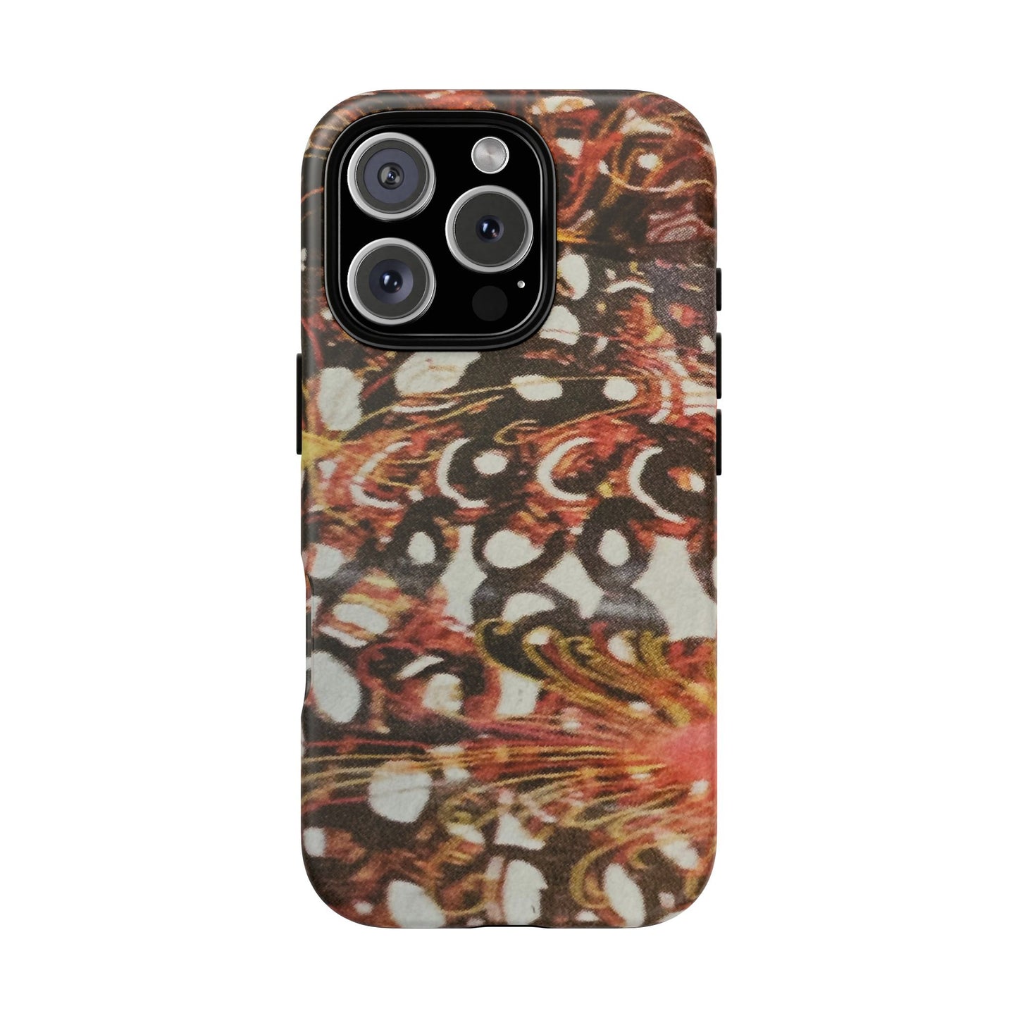 Phone Case - Textile Red Peacock-Like Design