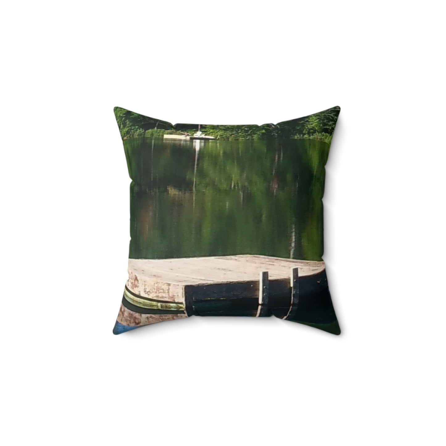 Nature-Inspired Decorative Square Pillow | Tranquil Water Reflection