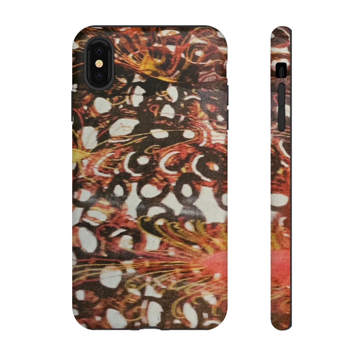 Phone Case - Textile Red Peacock-Like Design