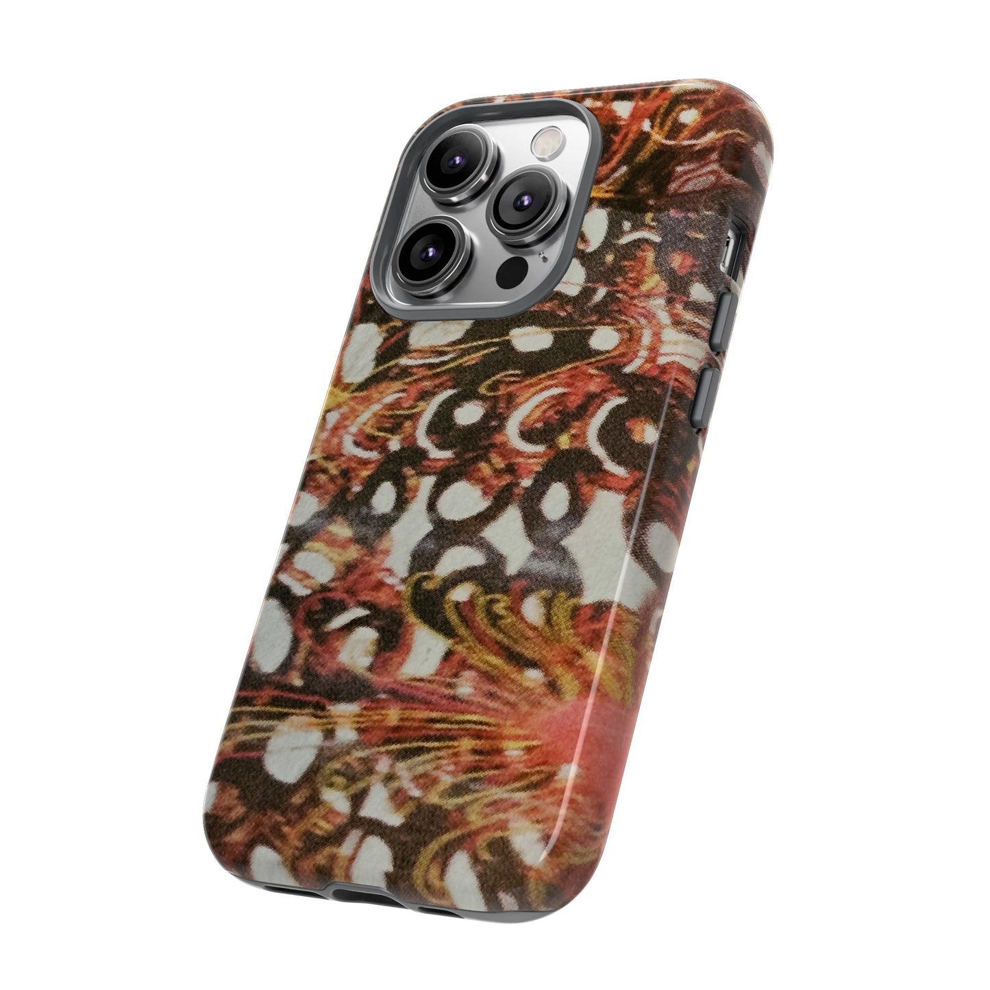 Phone Case - Textile Red Peacock-Like Design