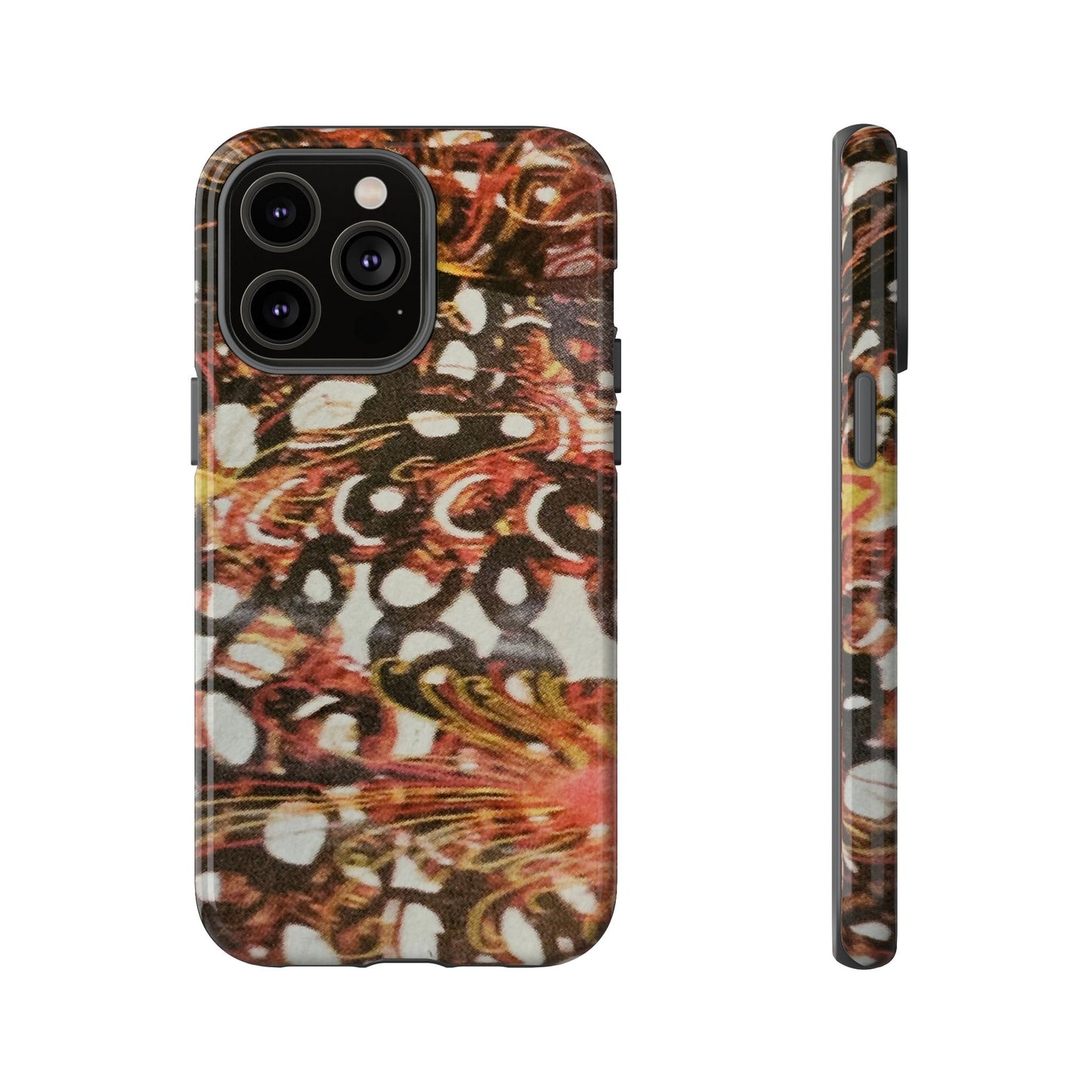 Phone Case - Textile Red Peacock-Like Design