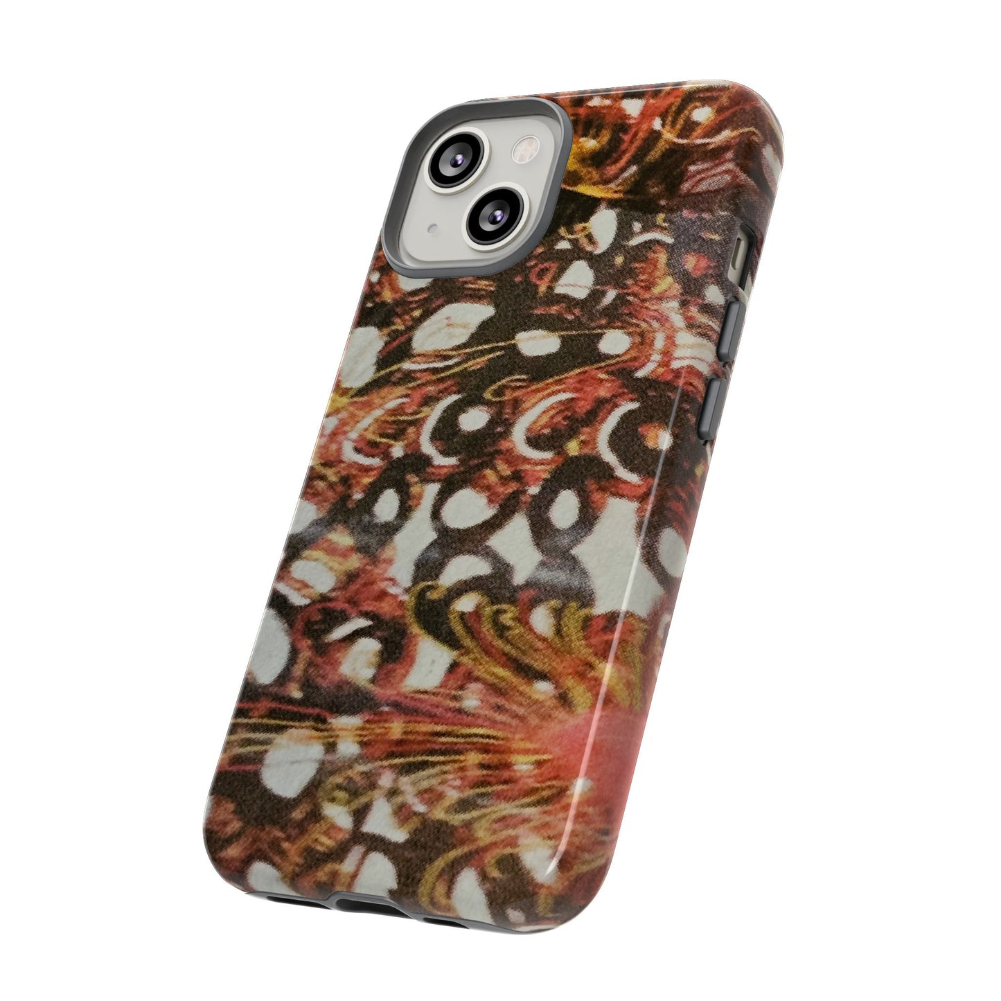 Phone Case - Textile Red Peacock-Like Design