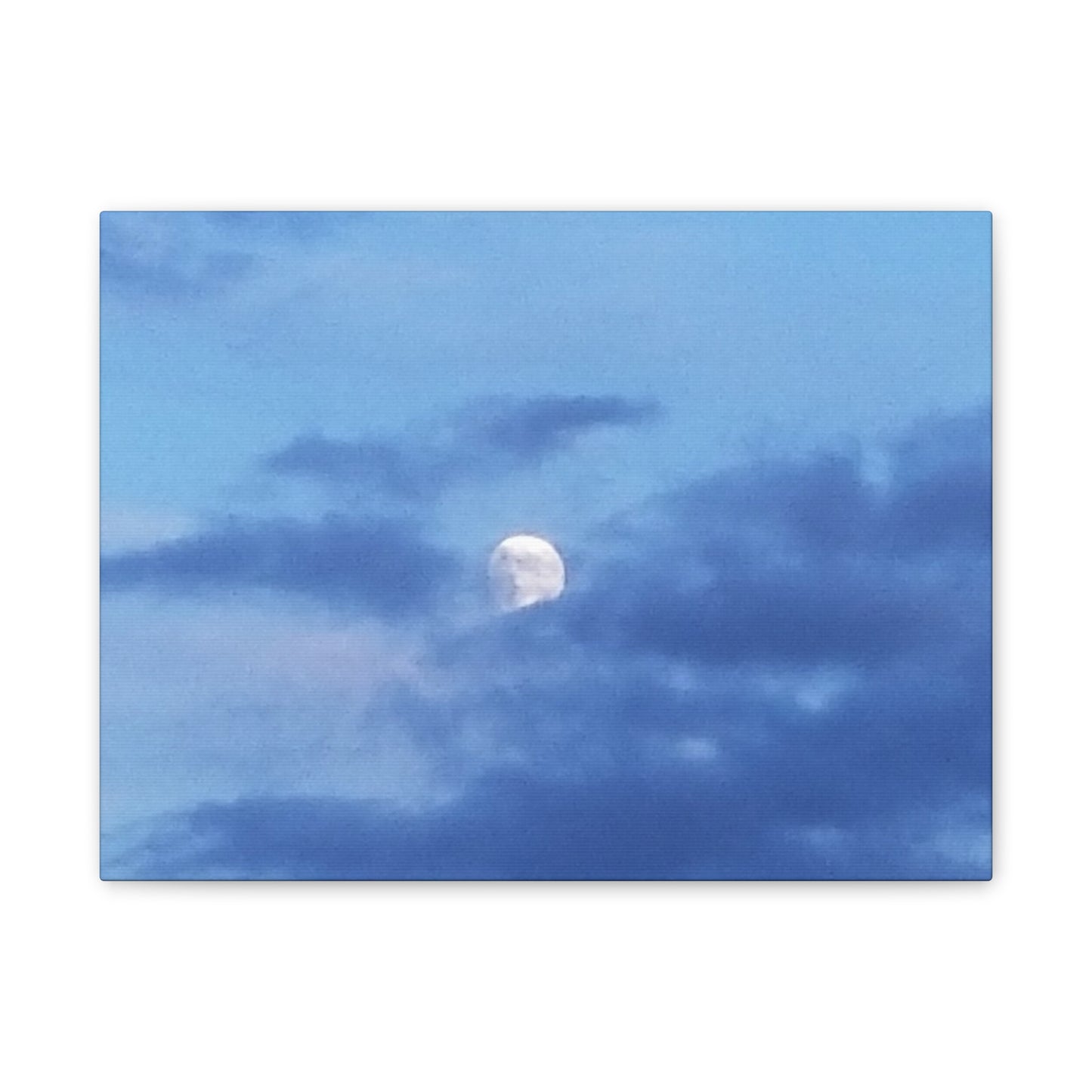 Canvas Art Print  Moonlit Sky- Serene Blue Wall Décor for Home