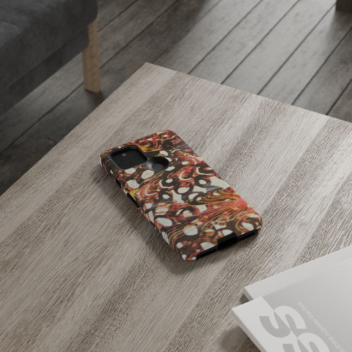 Phone Case - Textile Red Peacock-Like Design