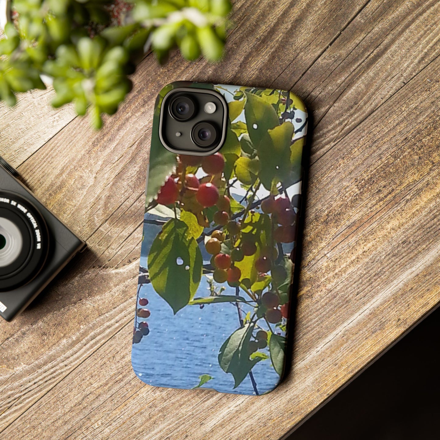 Phone Case - Nature-Inspired  - Vibrant Berry & Water Design