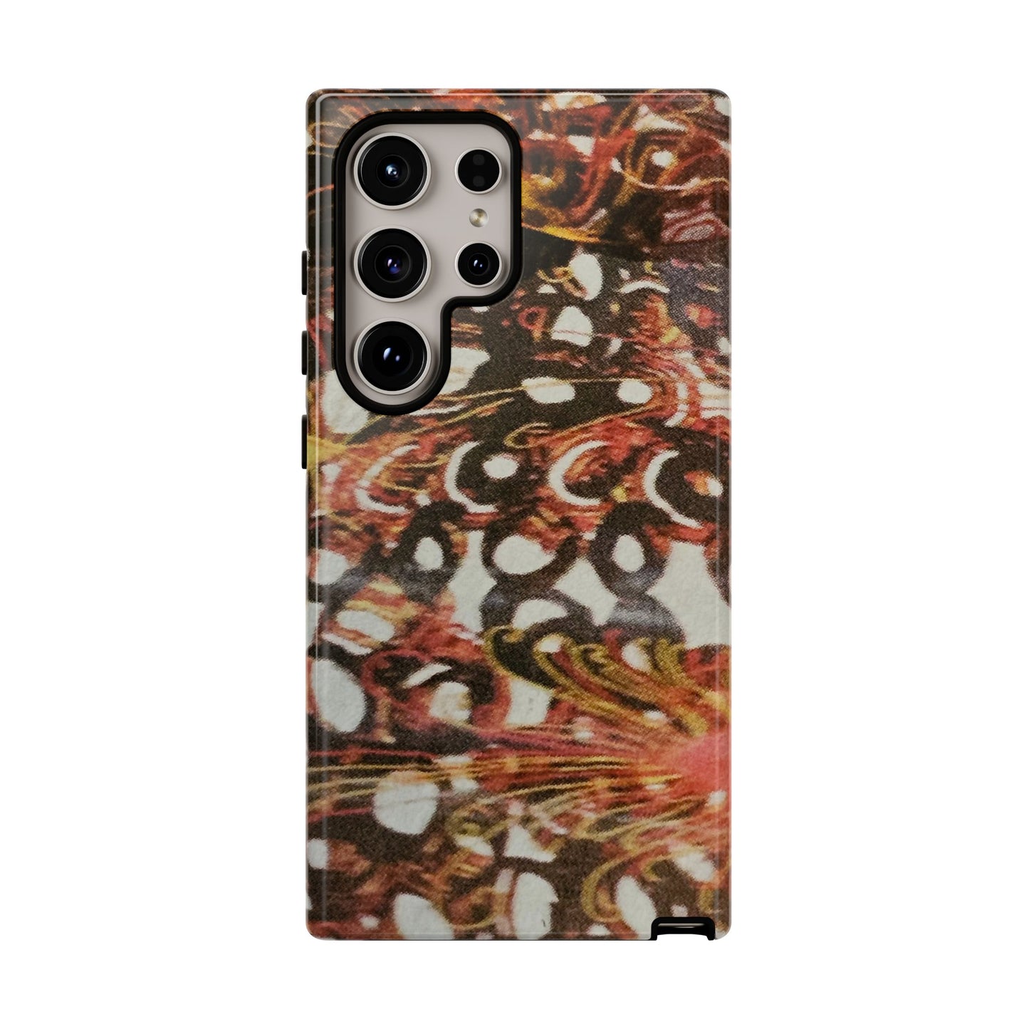 Phone Case - Textile Red Peacock-Like Design