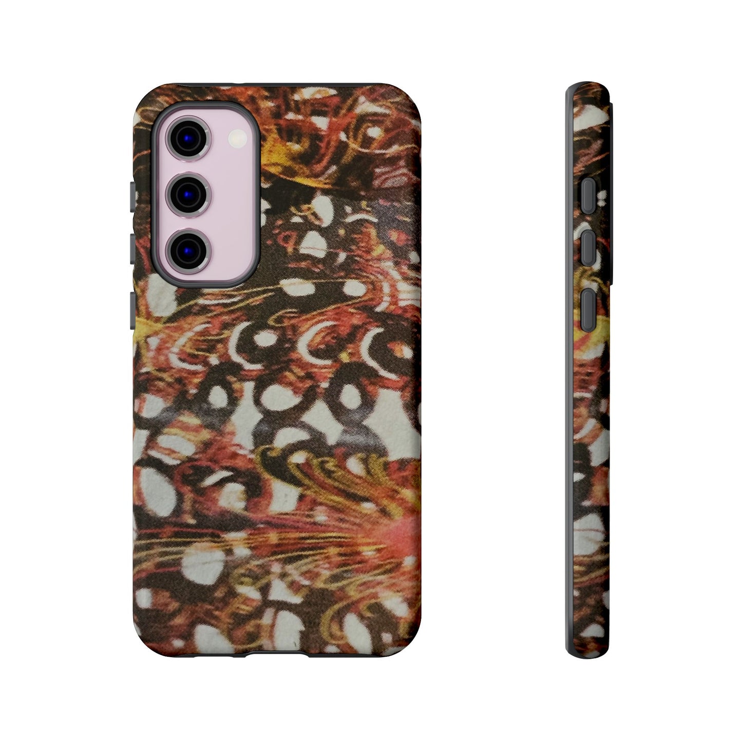 Phone Case - Textile Red Peacock-Like Design