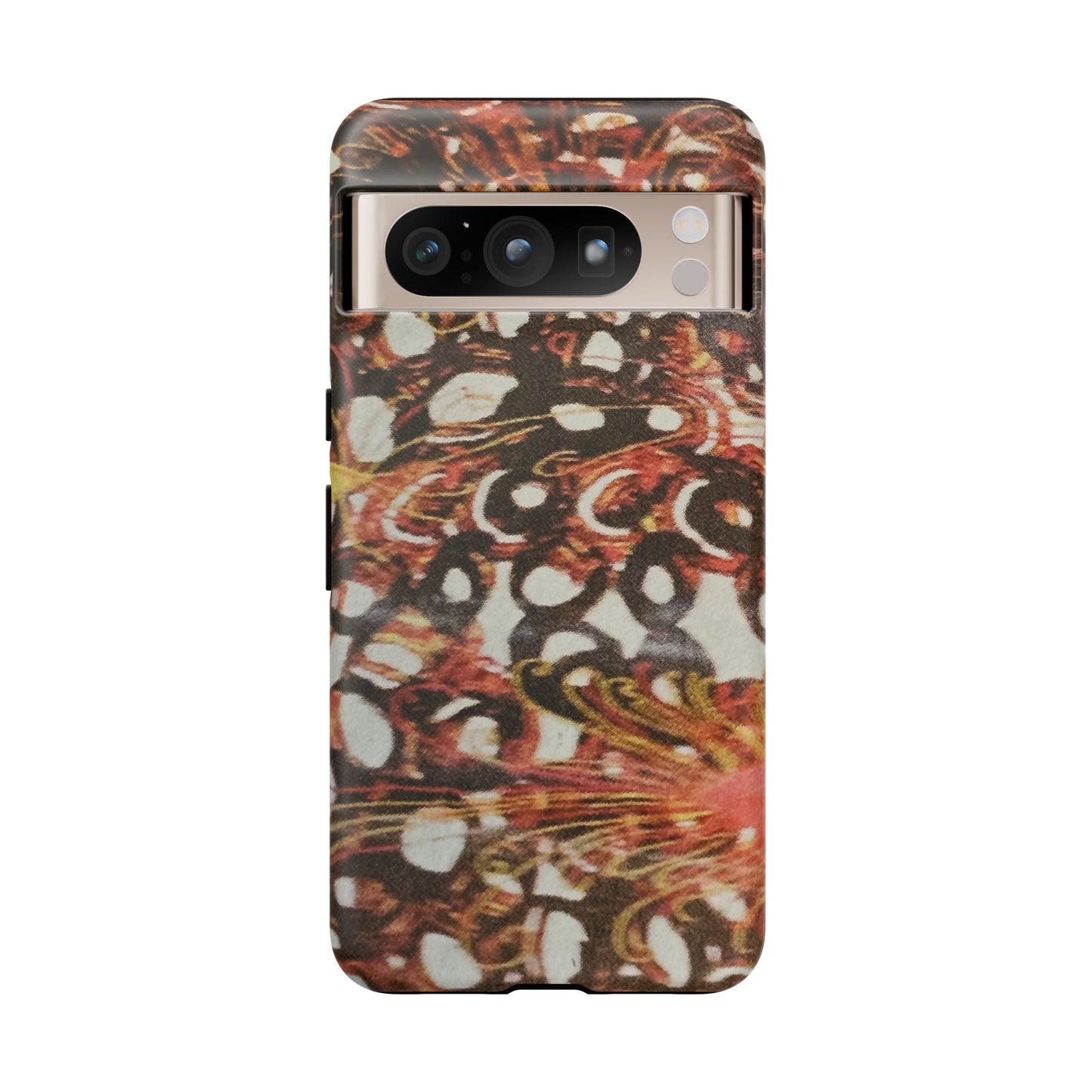 Phone Case - Textile Red Peacock-Like Design