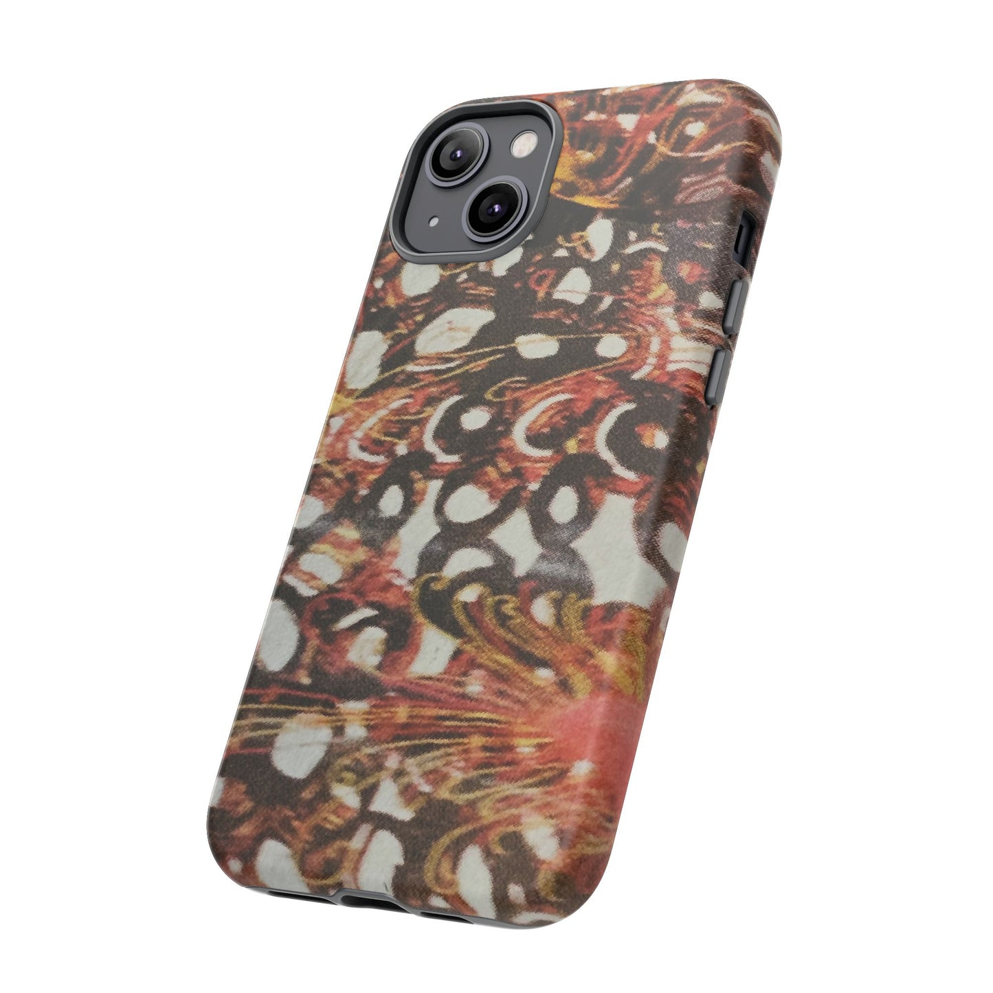 Phone Case - Textile Red Peacock-Like Design