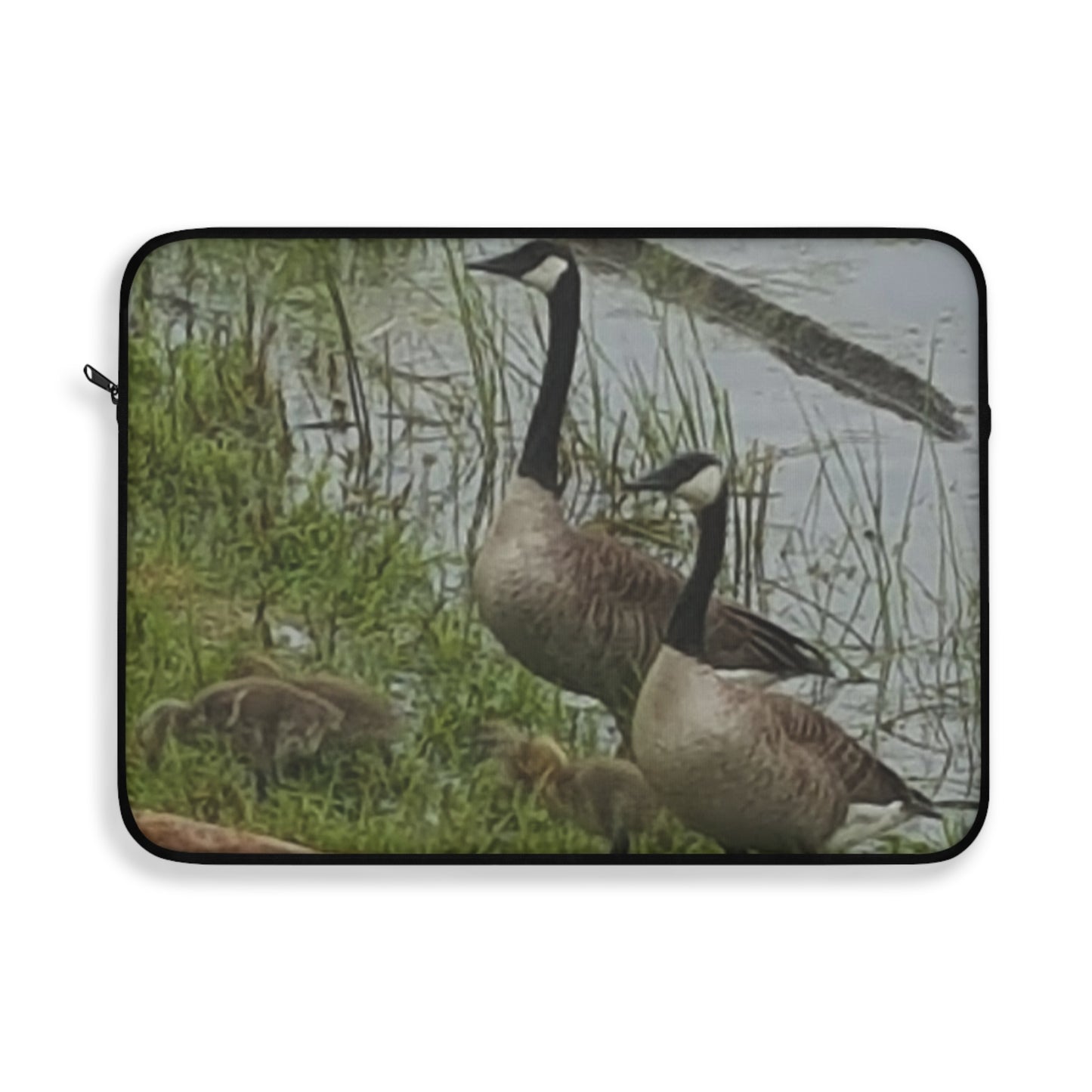 Laptop Sleeve - Nature-inspired Photo of a Geese Family