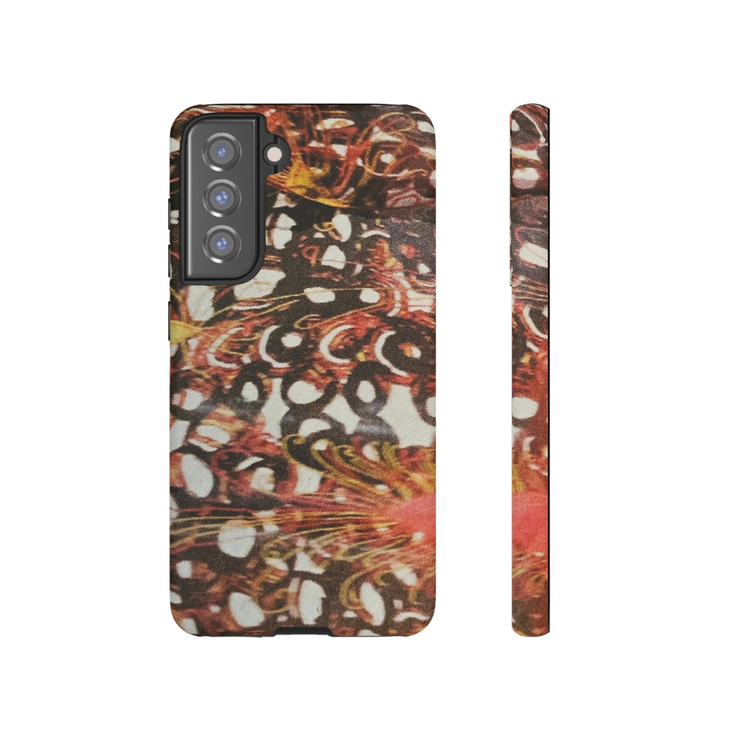 Phone Case - Textile Red Peacock-Like Design