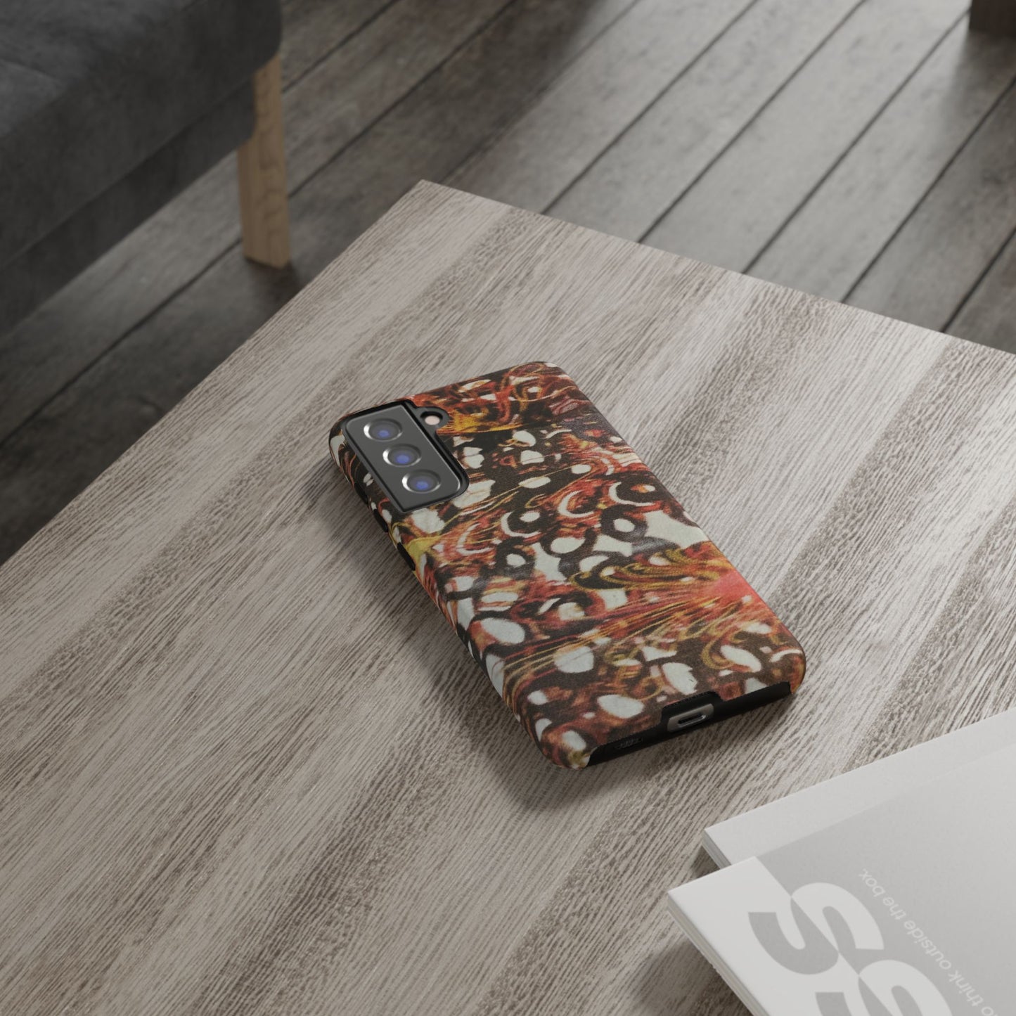 Phone Case - Textile Red Peacock-Like Design