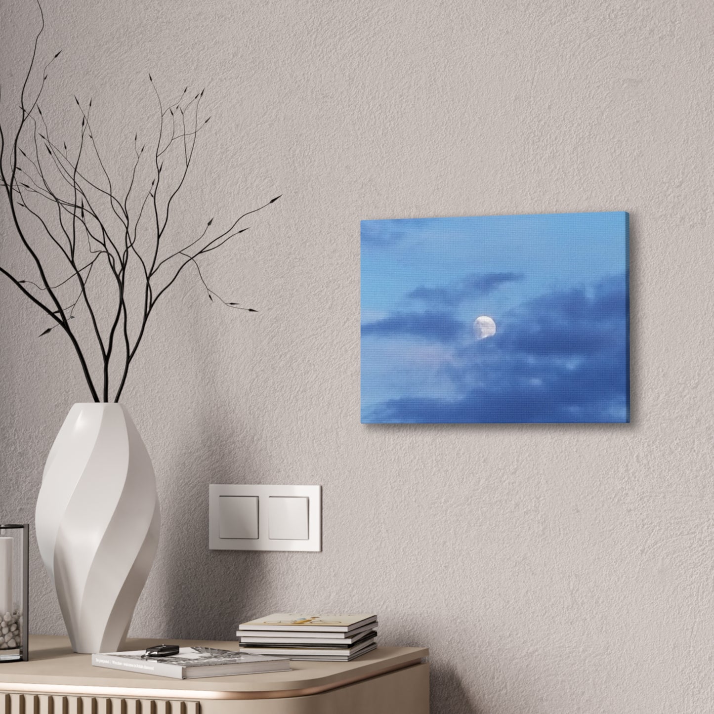 Canvas Art Print  Moonlit Sky- Serene Blue Wall Décor for Home