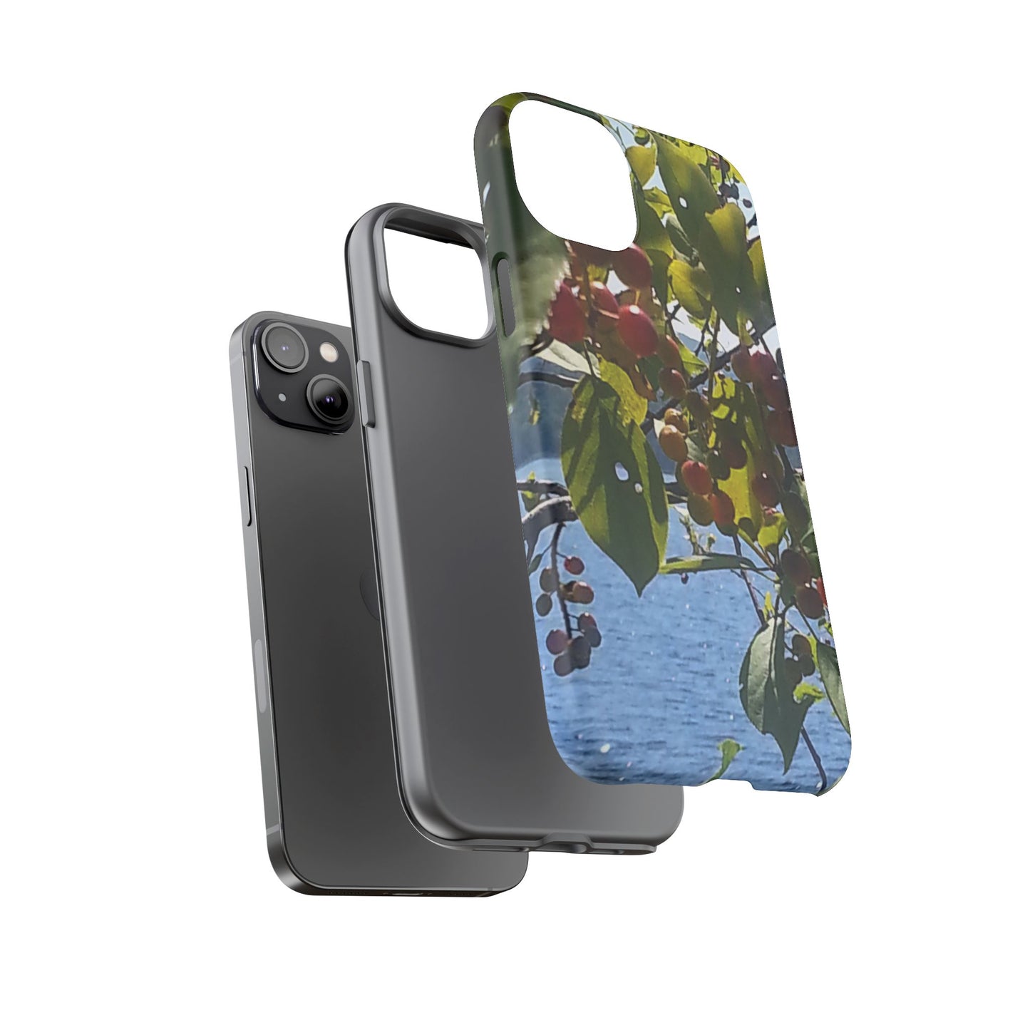 Phone Case - Nature-Inspired  - Vibrant Berry & Water Design