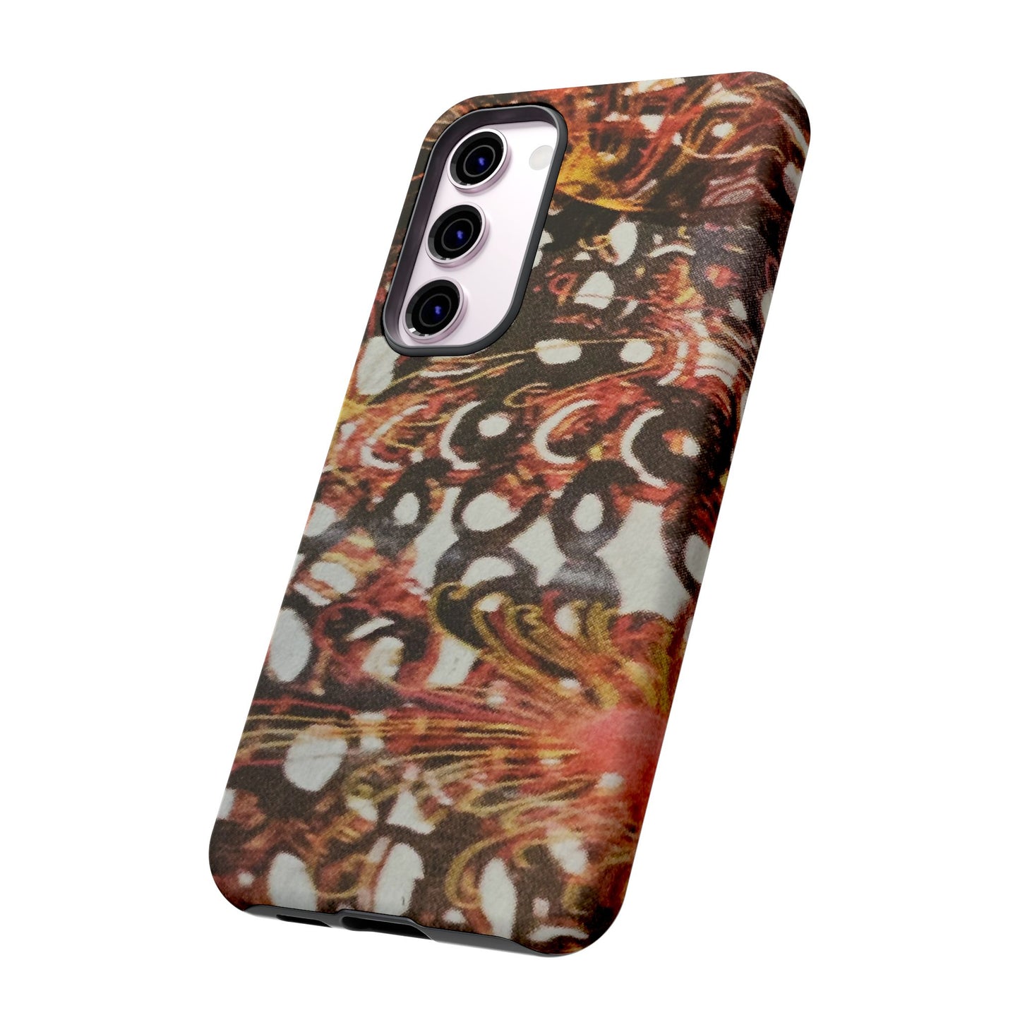 Phone Case - Textile Red Peacock-Like Design