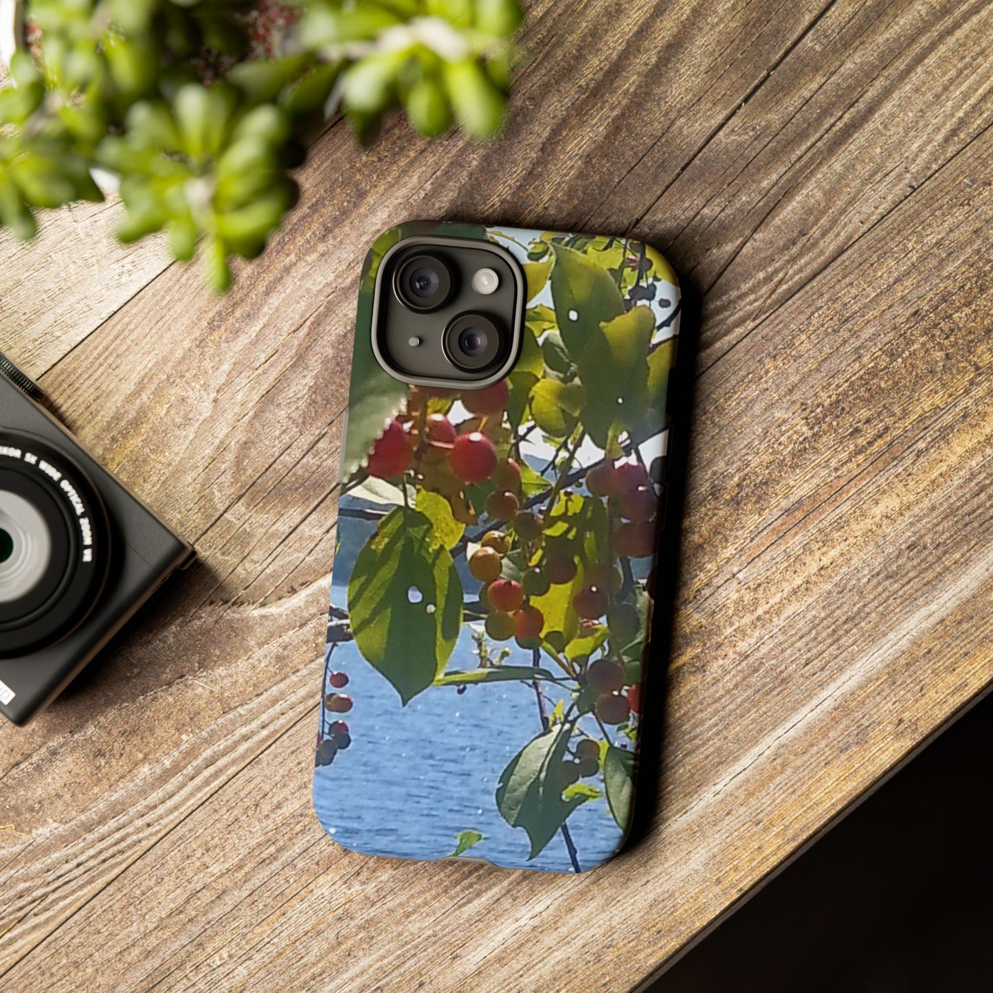 Phone Case - Nature-Inspired  - Vibrant Berry & Water Design