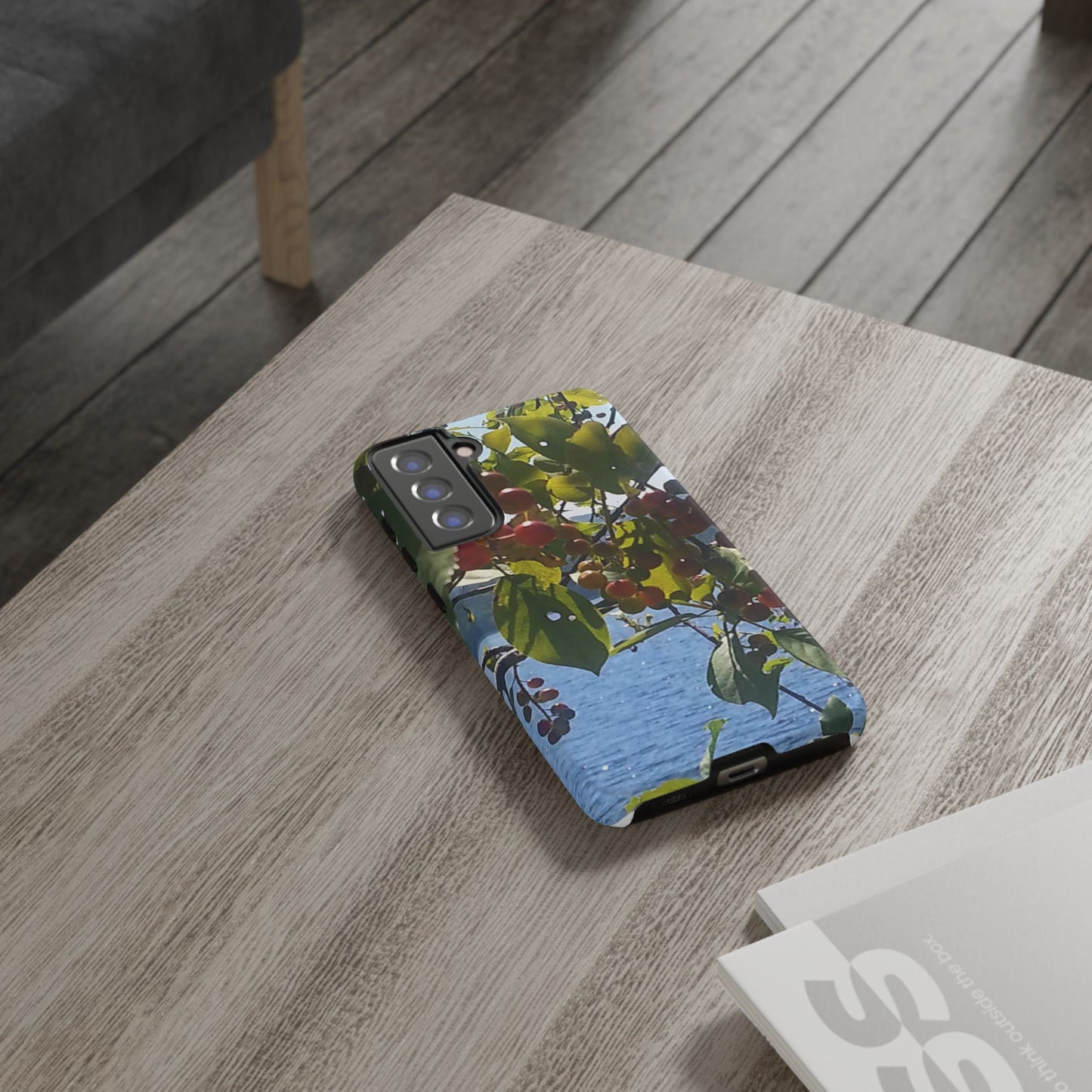 Phone Case - Nature-Inspired  - Vibrant Berry & Water Design