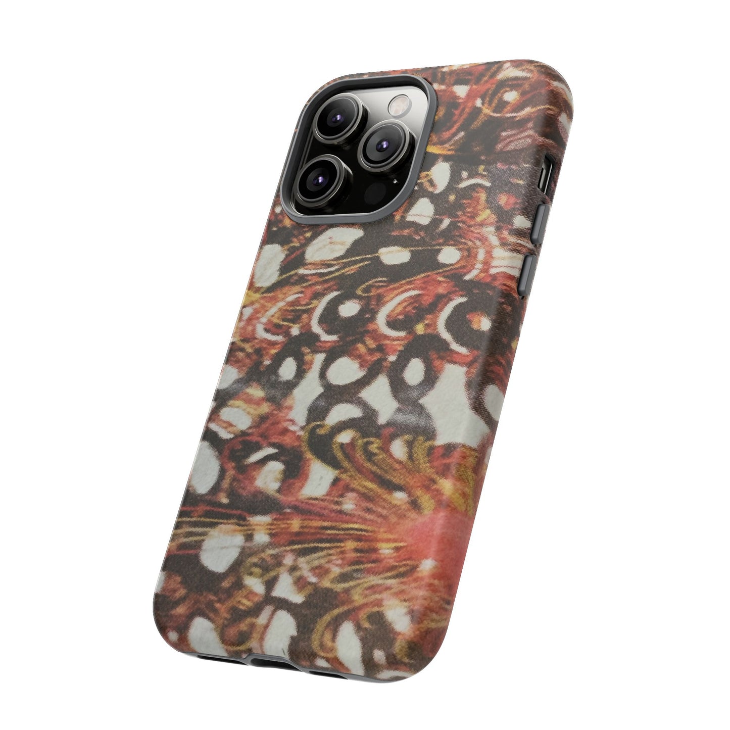 Phone Case - Textile Red Peacock-Like Design