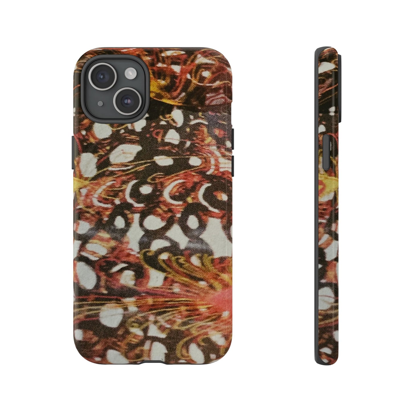 Phone Case - Textile Red Peacock-Like Design