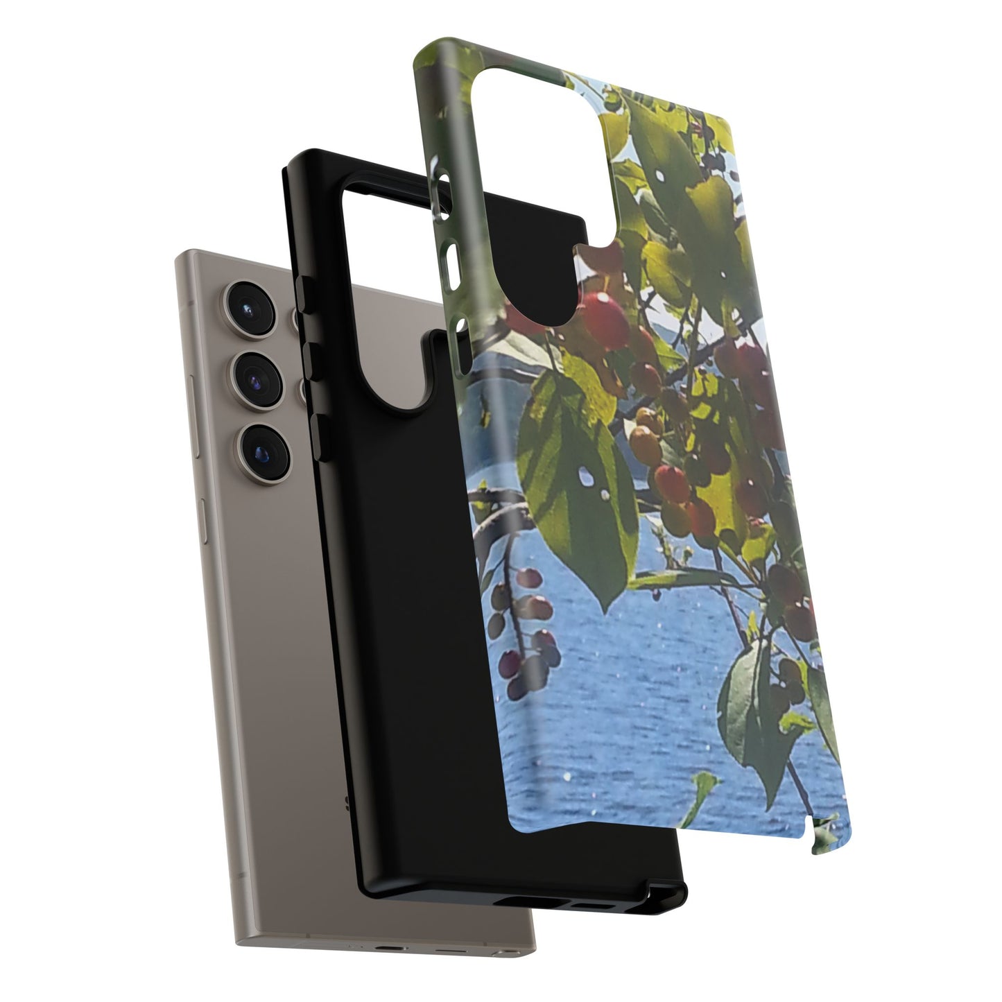 Phone Case - Nature-Inspired  - Vibrant Berry & Water Design