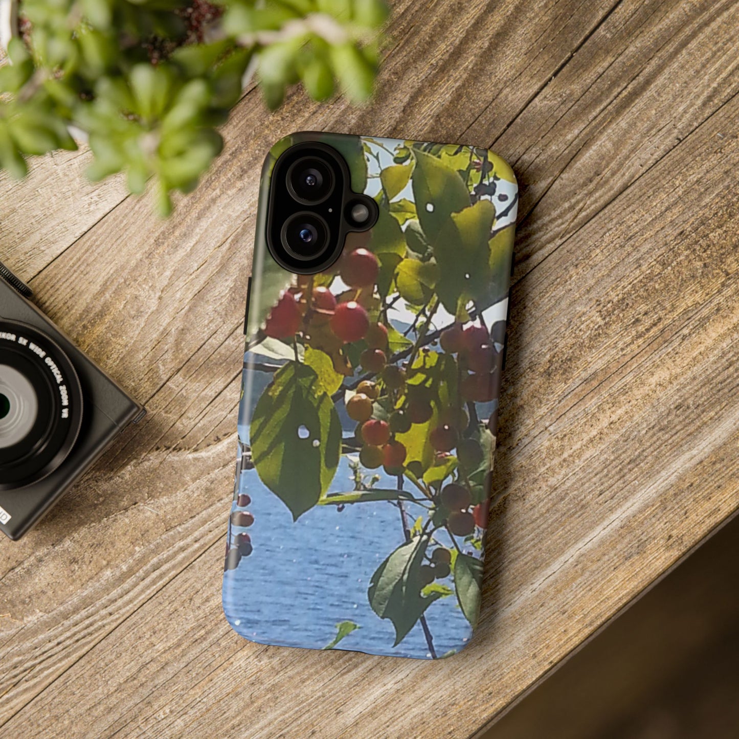 Phone Case - Nature-Inspired  - Vibrant Berry & Water Design