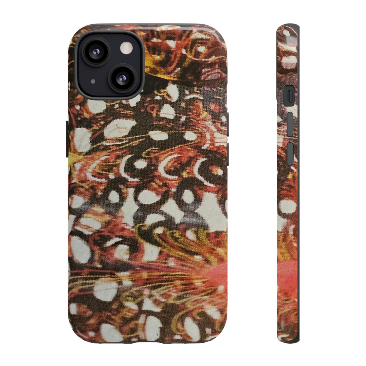 Phone Case - Textile Red Peacock-Like Design