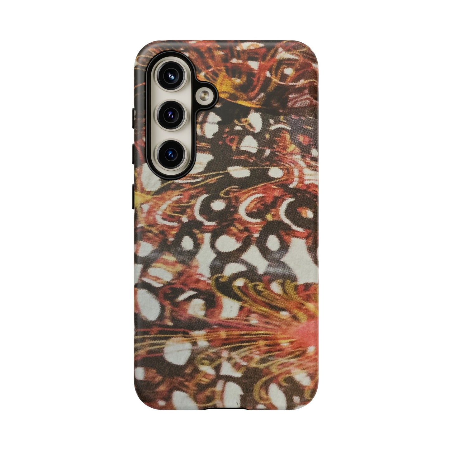 Phone Case - Textile Red Peacock-Like Design