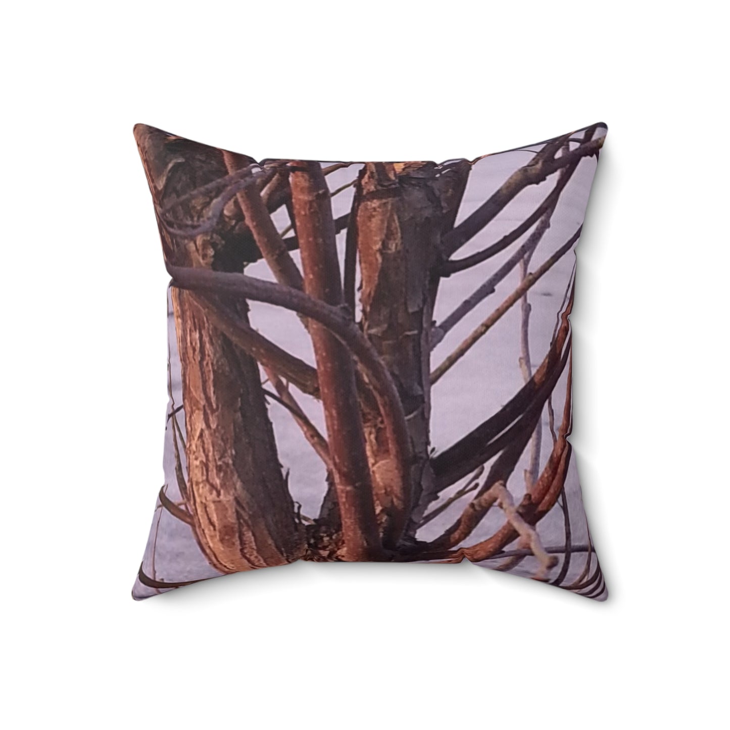 Nature-Inspired Decorative Square Pillow - #originalphotograph of winter branches