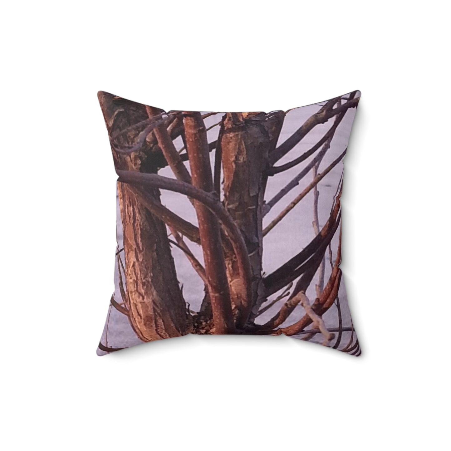Nature-Inspired Decorative Square Pillow - #originalphotograph of winter branches