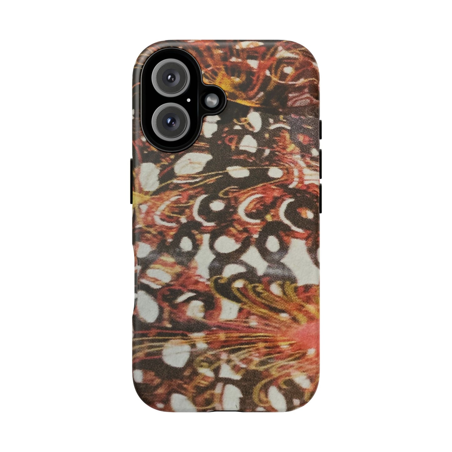 Phone Case - Textile Red Peacock-Like Design