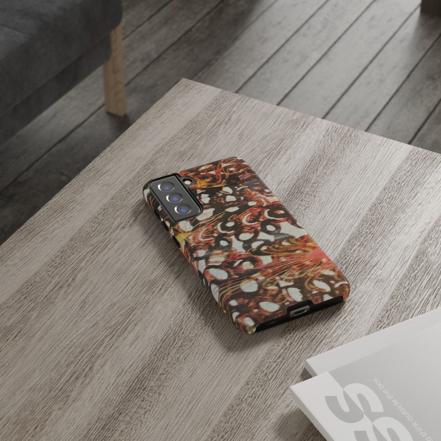 Phone Case - Textile Red Peacock-Like Design