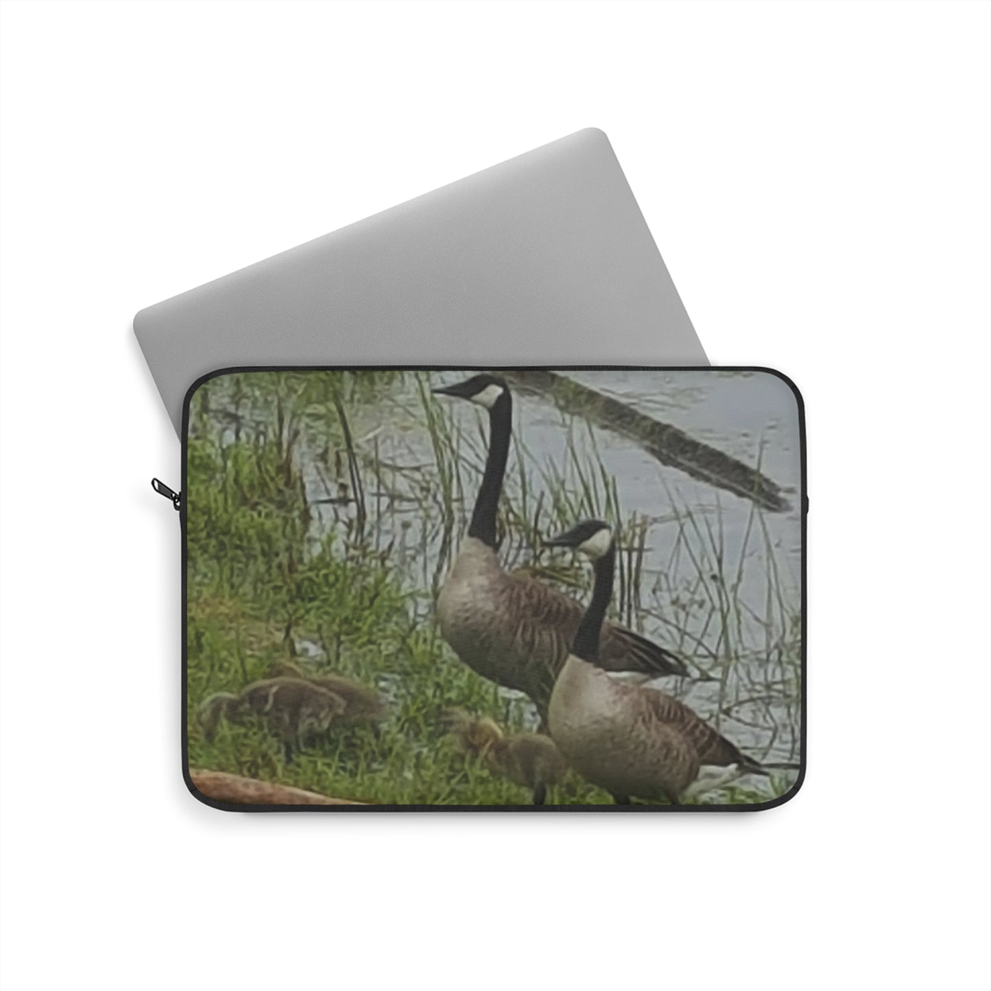 Laptop Sleeve - Nature-inspired Photo of a Geese Family