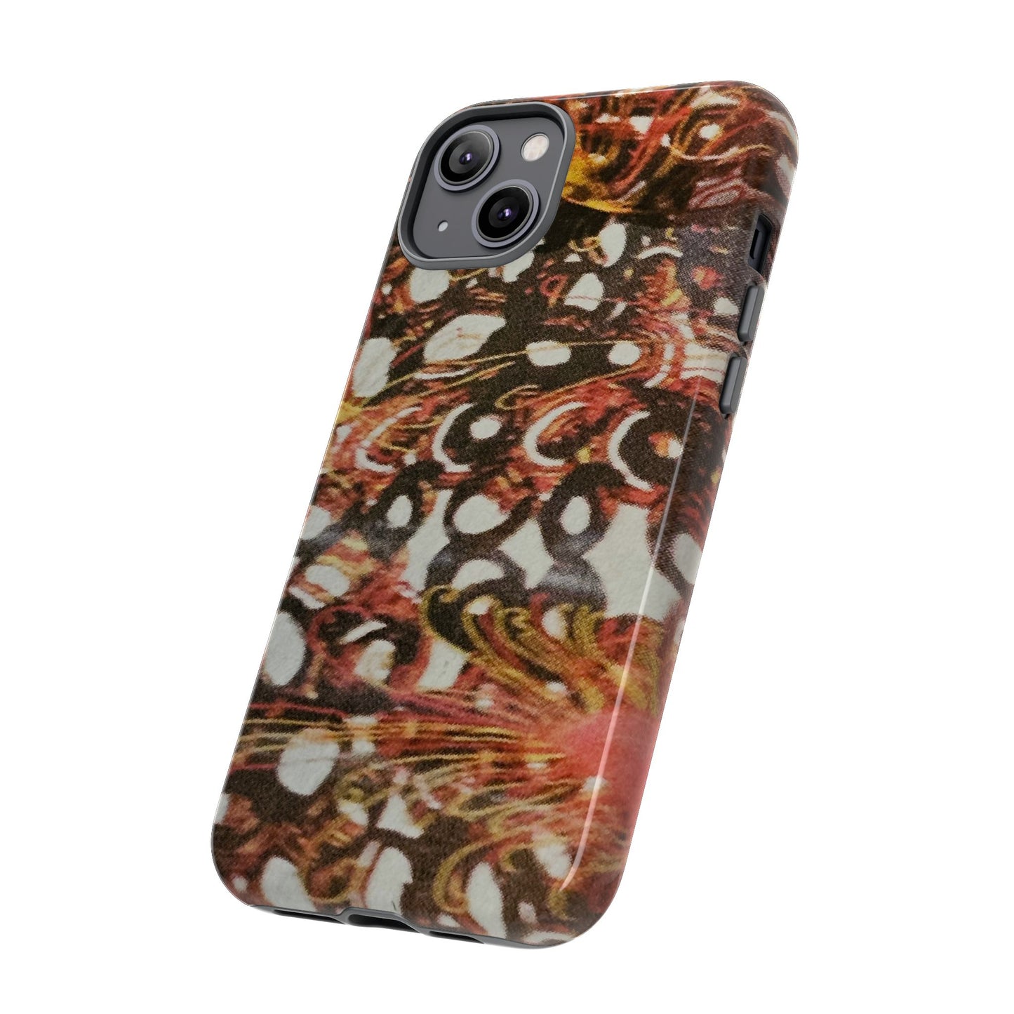 Phone Case - Textile Red Peacock-Like Design