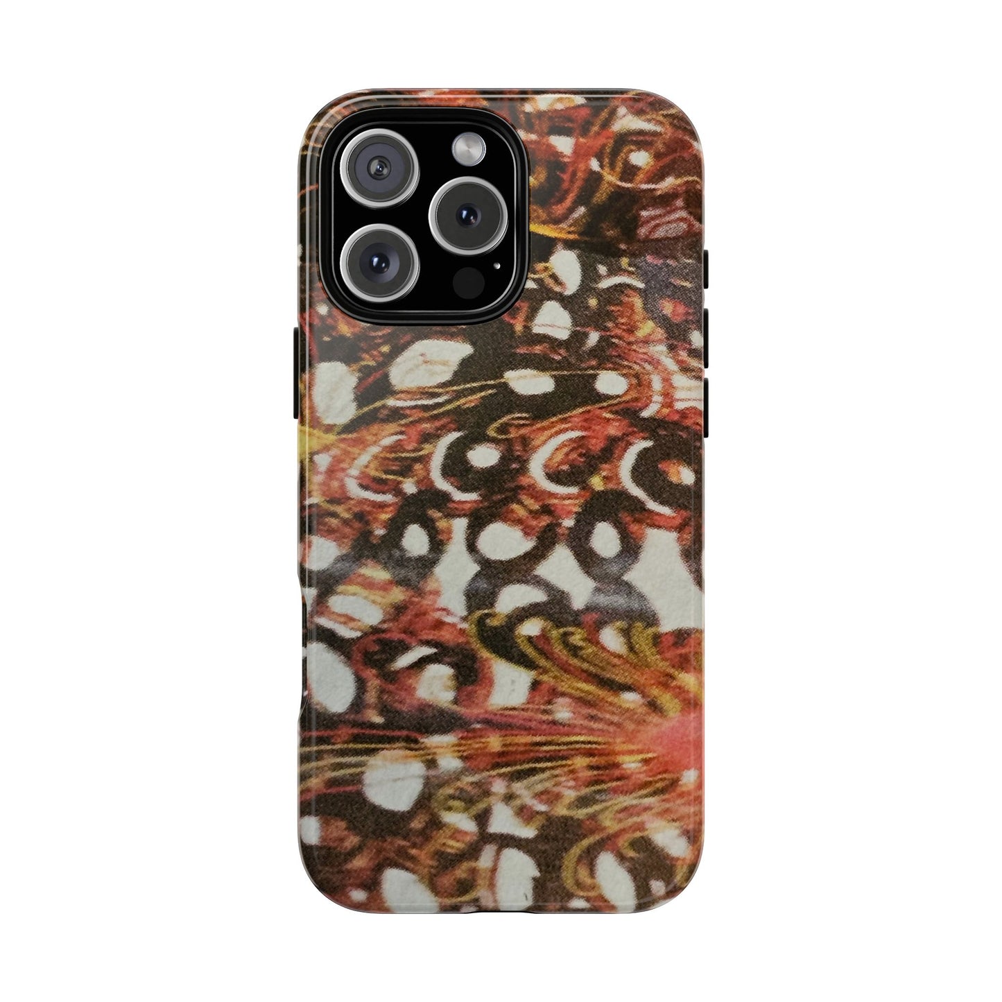 Phone Case - Textile Red Peacock-Like Design