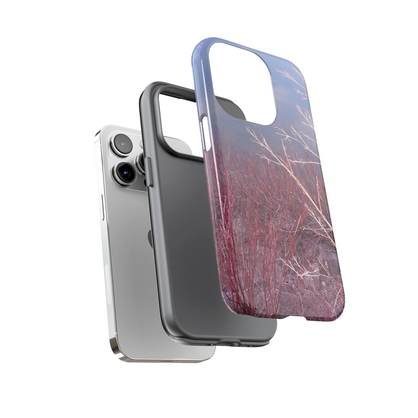 Phone Case - Nature-Inspired Winter Branches Coral Color