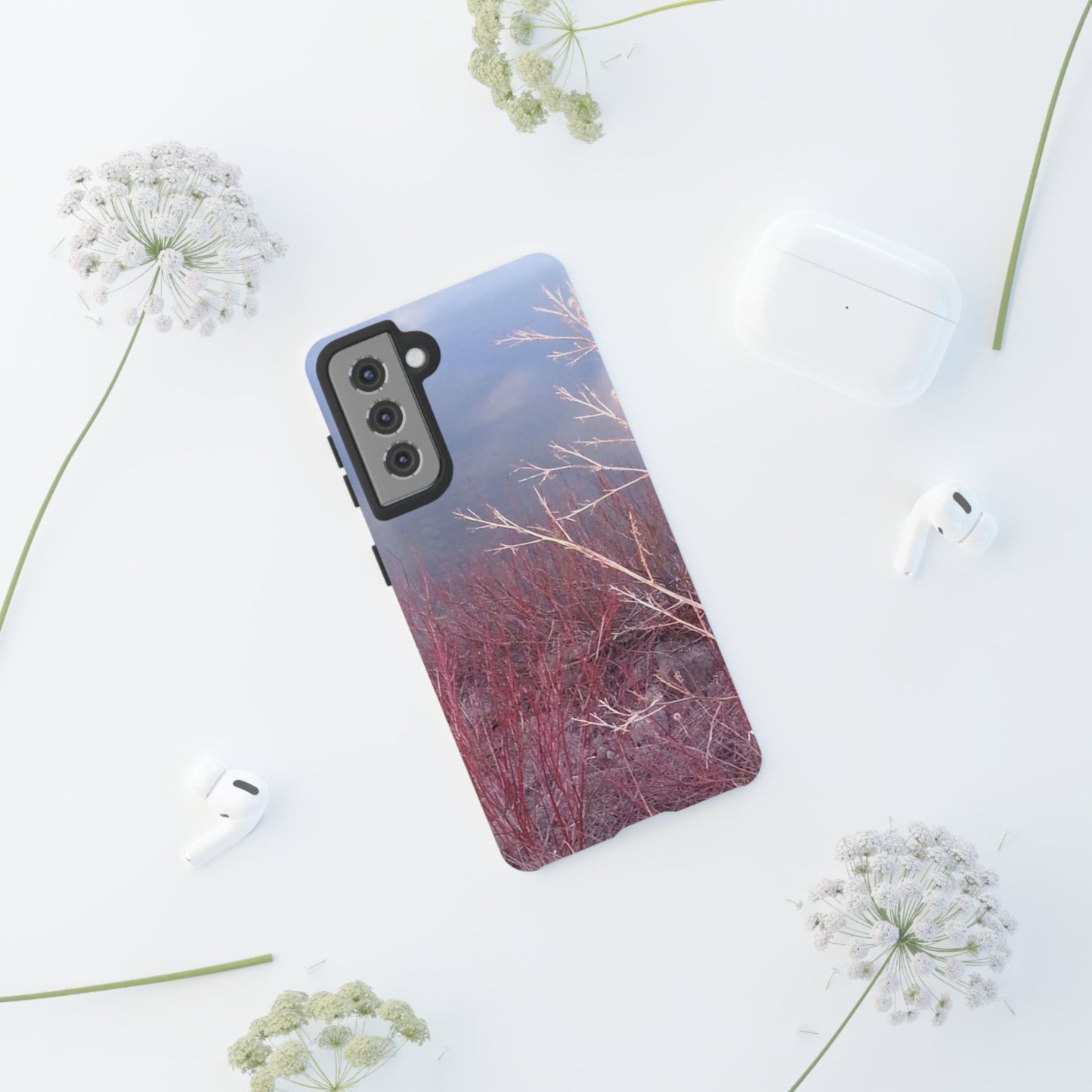 Phone Case - Nature-Inspired Winter Branches Coral Color