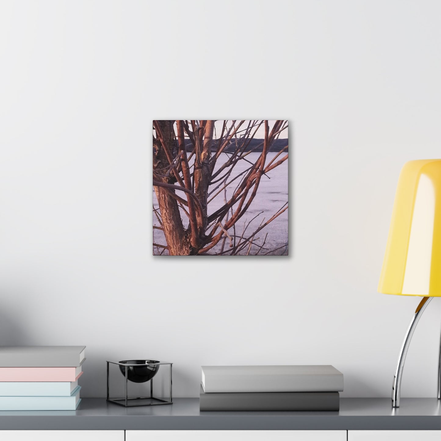 Canvas Wall Art - Nature-inspired - Serene Lake View with Bare Trees