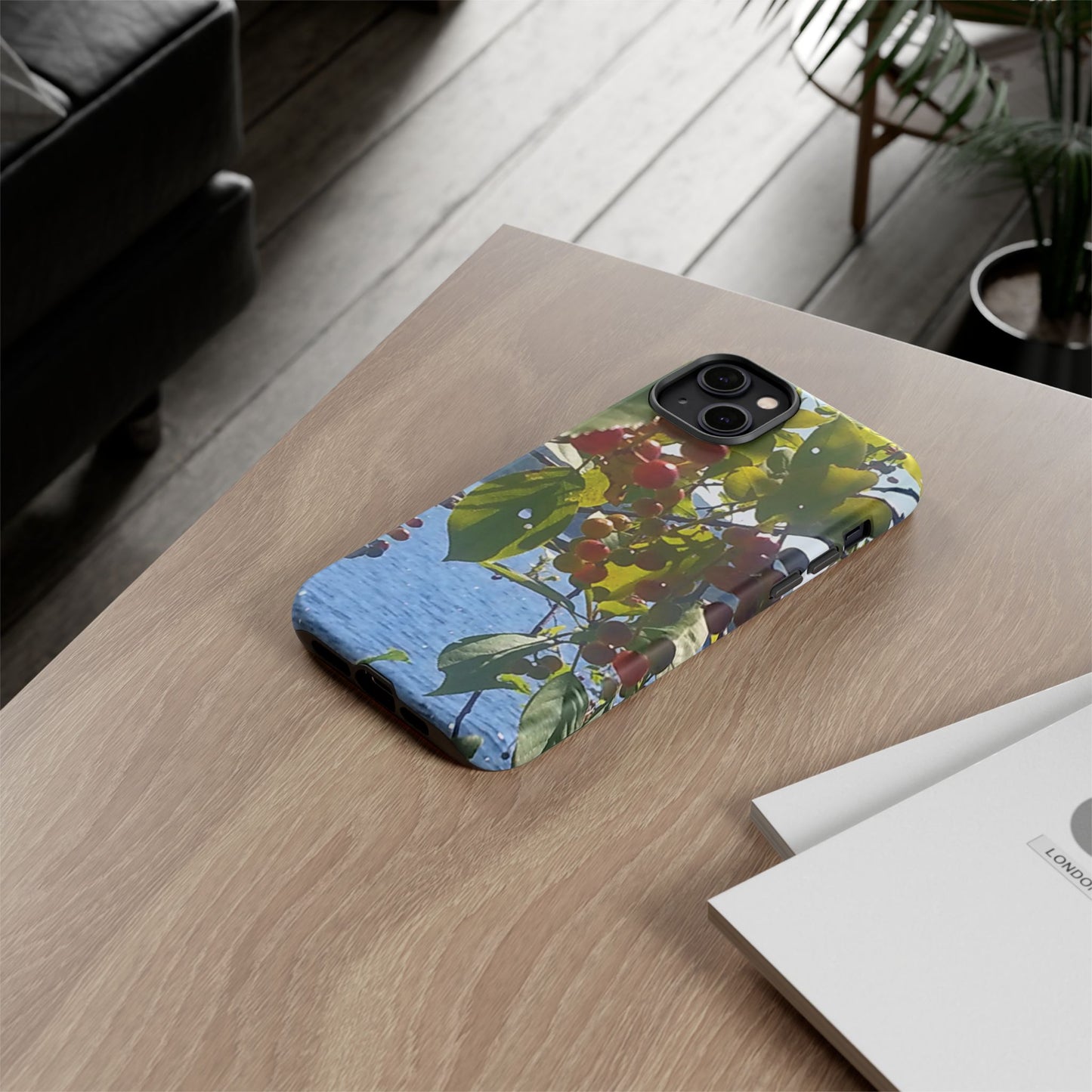 Phone Case - Nature-Inspired  - Vibrant Berry & Water Design