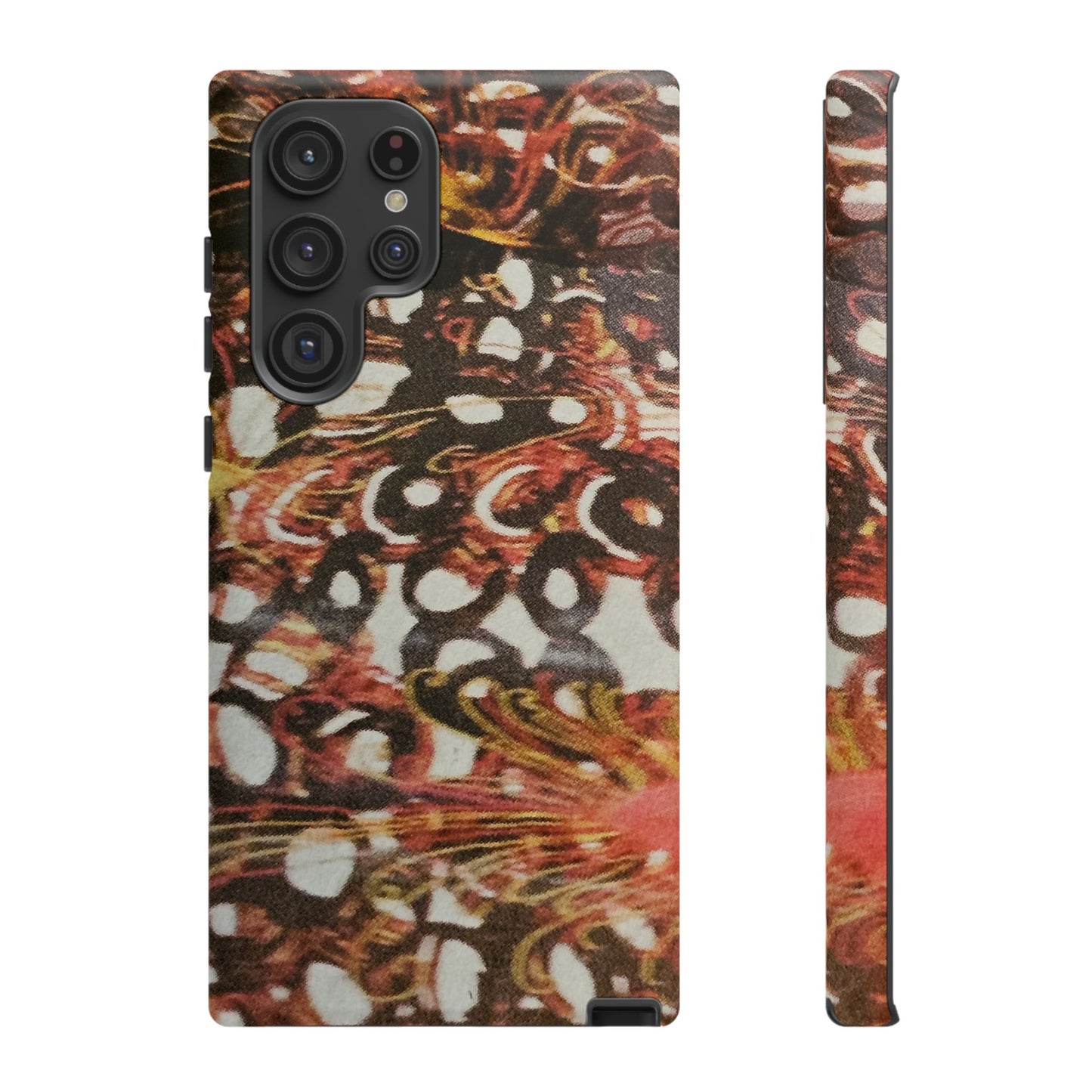 Phone Case - Textile Red Peacock-Like Design